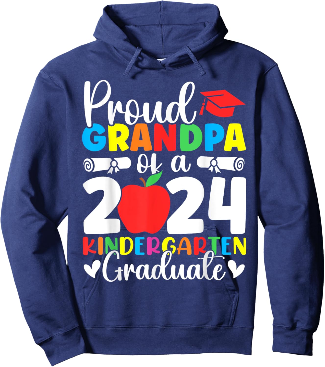 Proud Grandpa Class of 2024 Kindergarten Graduate Graduation Hoodie - Hoodie | Navy