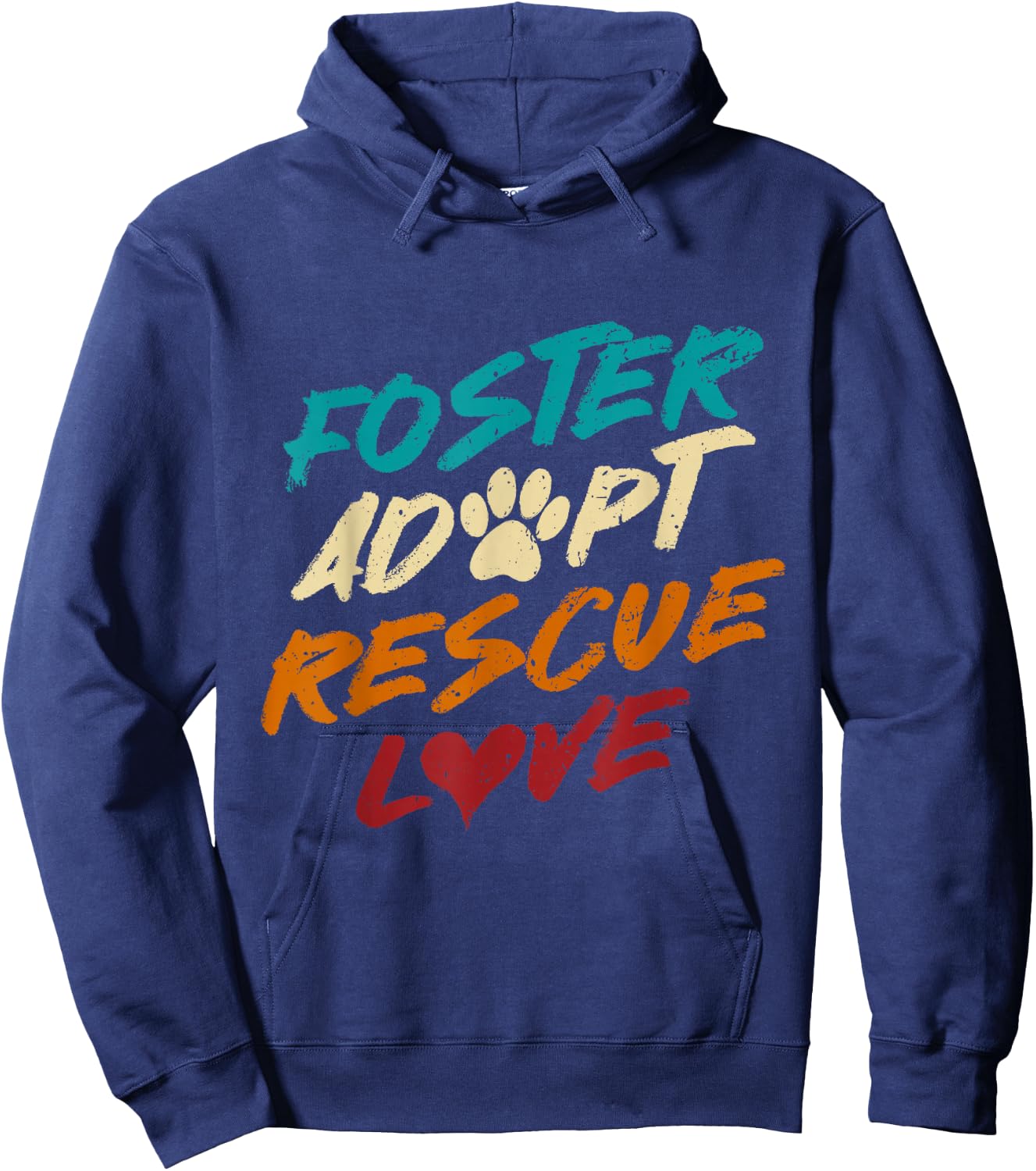 Retro Dog Rescue Foster Adopt Rescue Love Hoodie - Hoodie | Navy