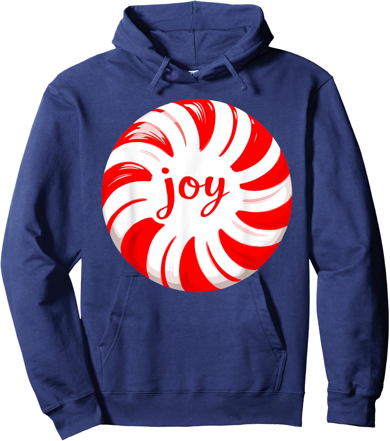 Peppermint Candy Cane Joy Merry Christmas Xmas Party Hoodie - Hoodie | Navy