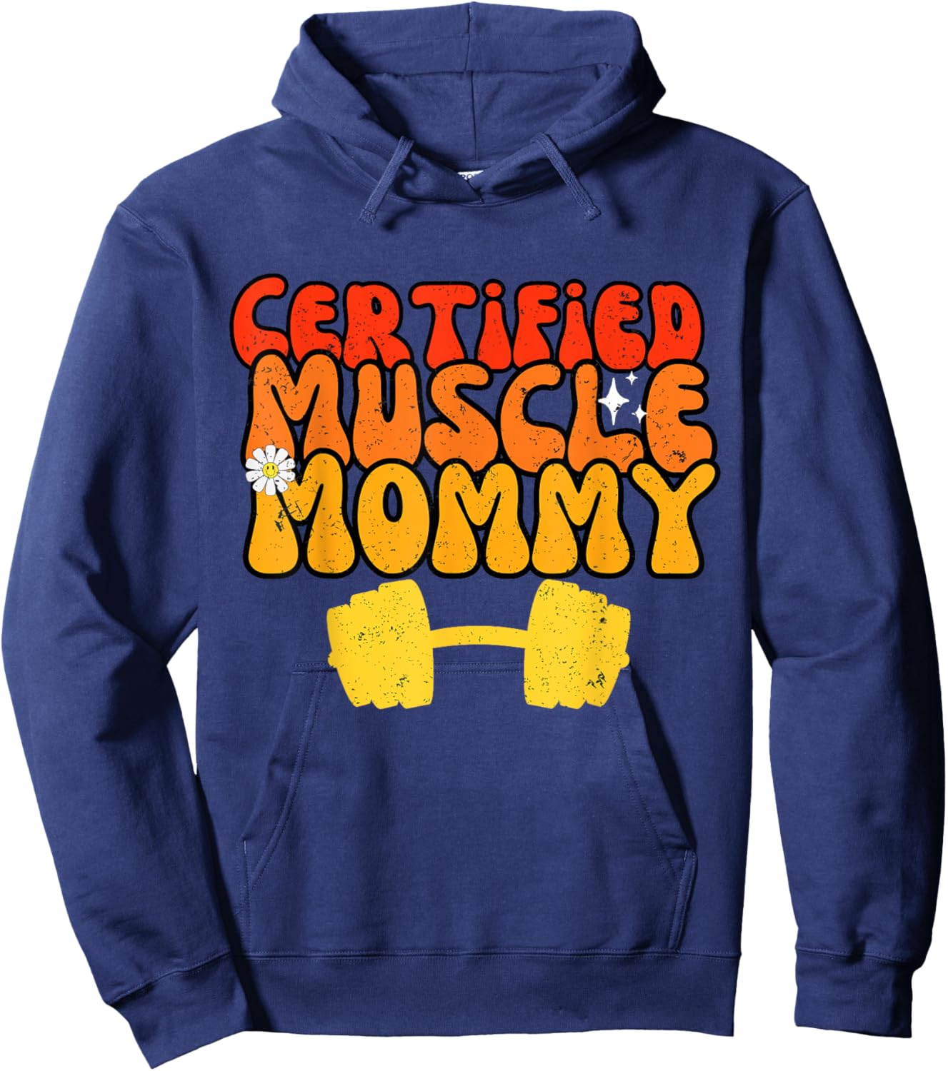 Certified Muscle Mommy Gym Lover Funny Workout Weightlifting Hoodie - Hoodie | Navy