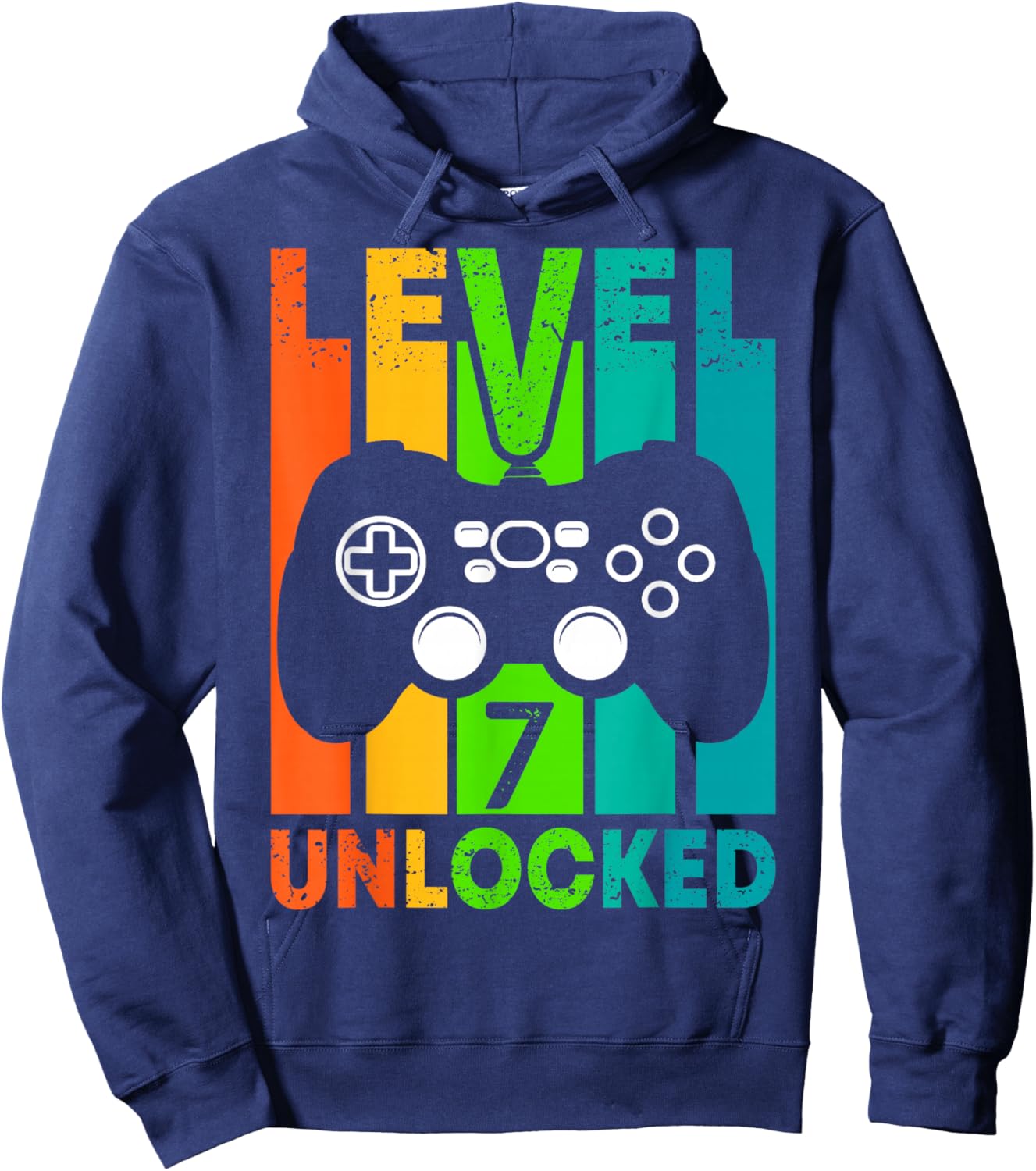 7th Birthday Gamer Boy or Gamer Girl - Level 7 Unlocked Hoodie - Hoodie | Navy