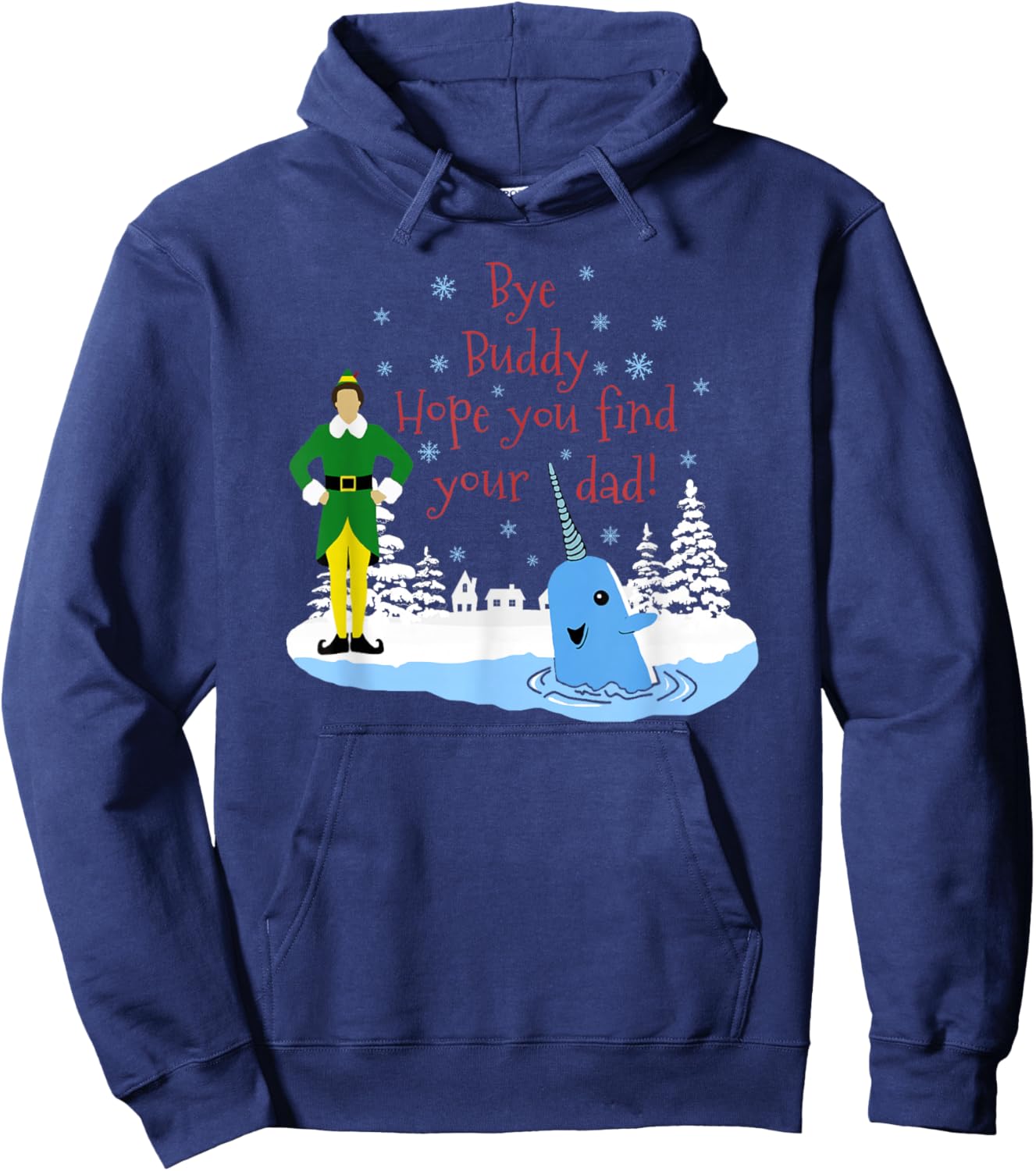 Happier Holidays -Kids Christmas Narwhal Elf Hoodie - Hoodie | Navy