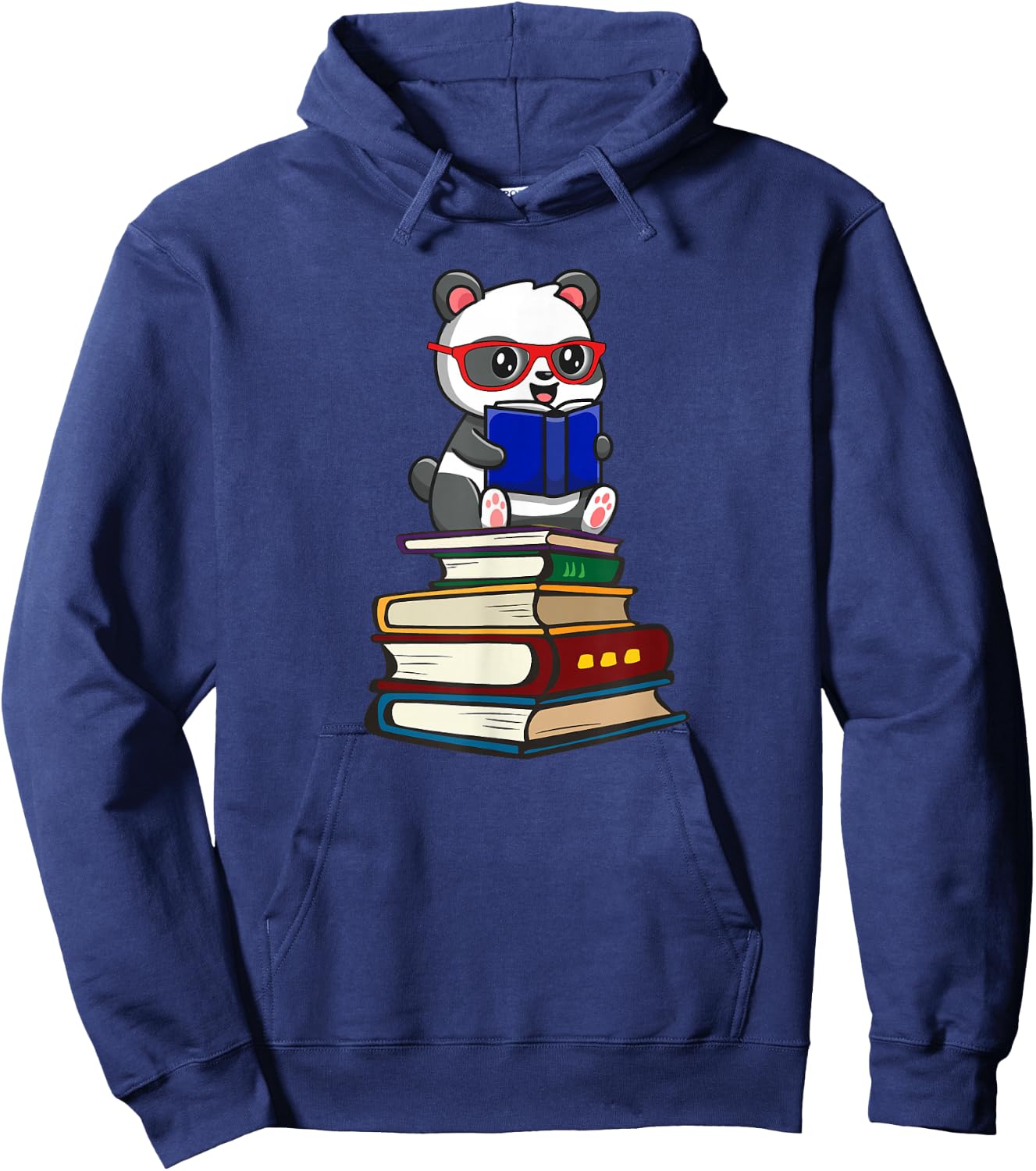 Cute Kids Girls Kawaii Glasses Reading Books Panda Hoodie - Hoodie | Navy