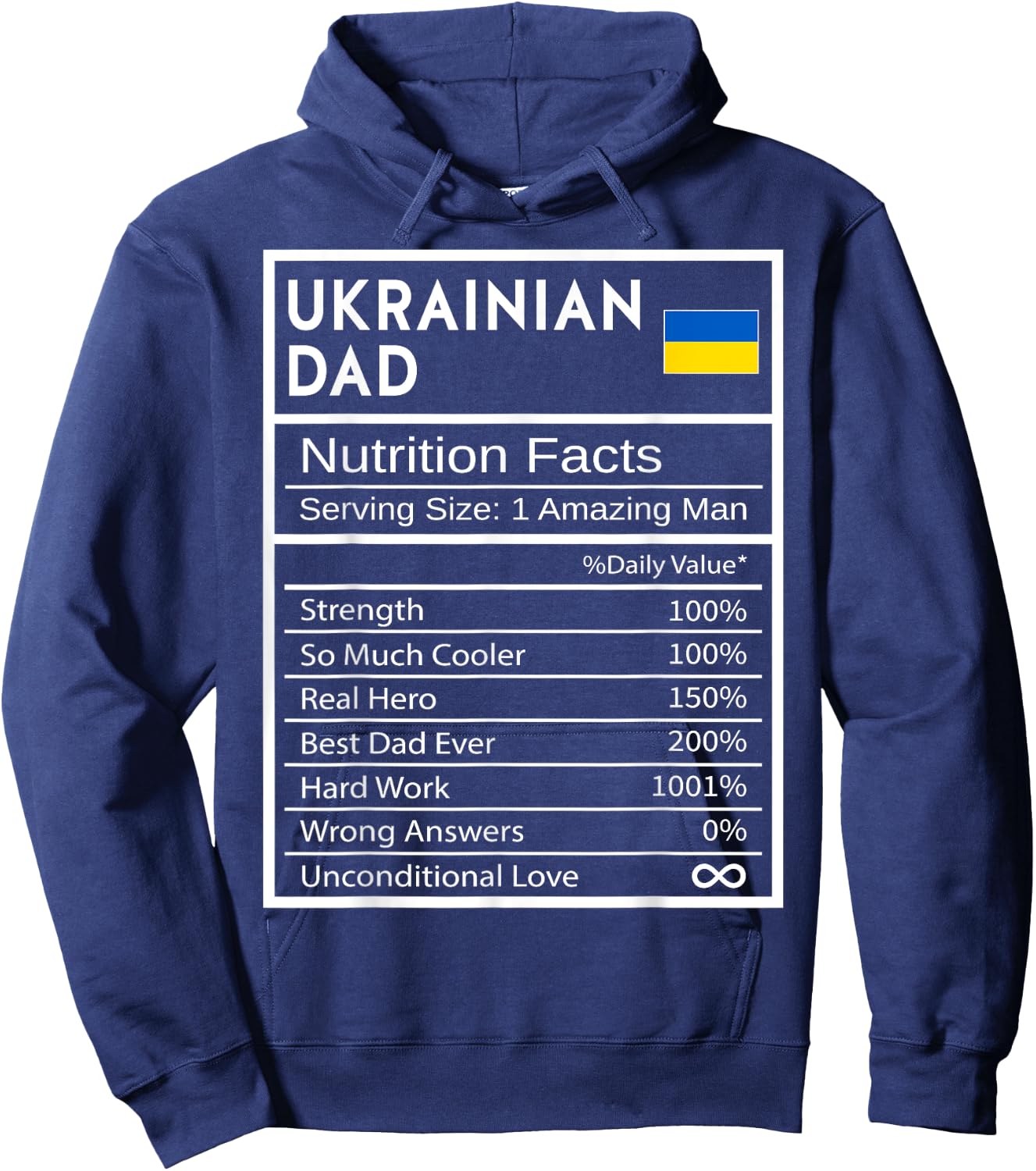 Ukrainian Dad Nutrition Facts National Pride Gift Dad Hoodie - Hoodie | Navy