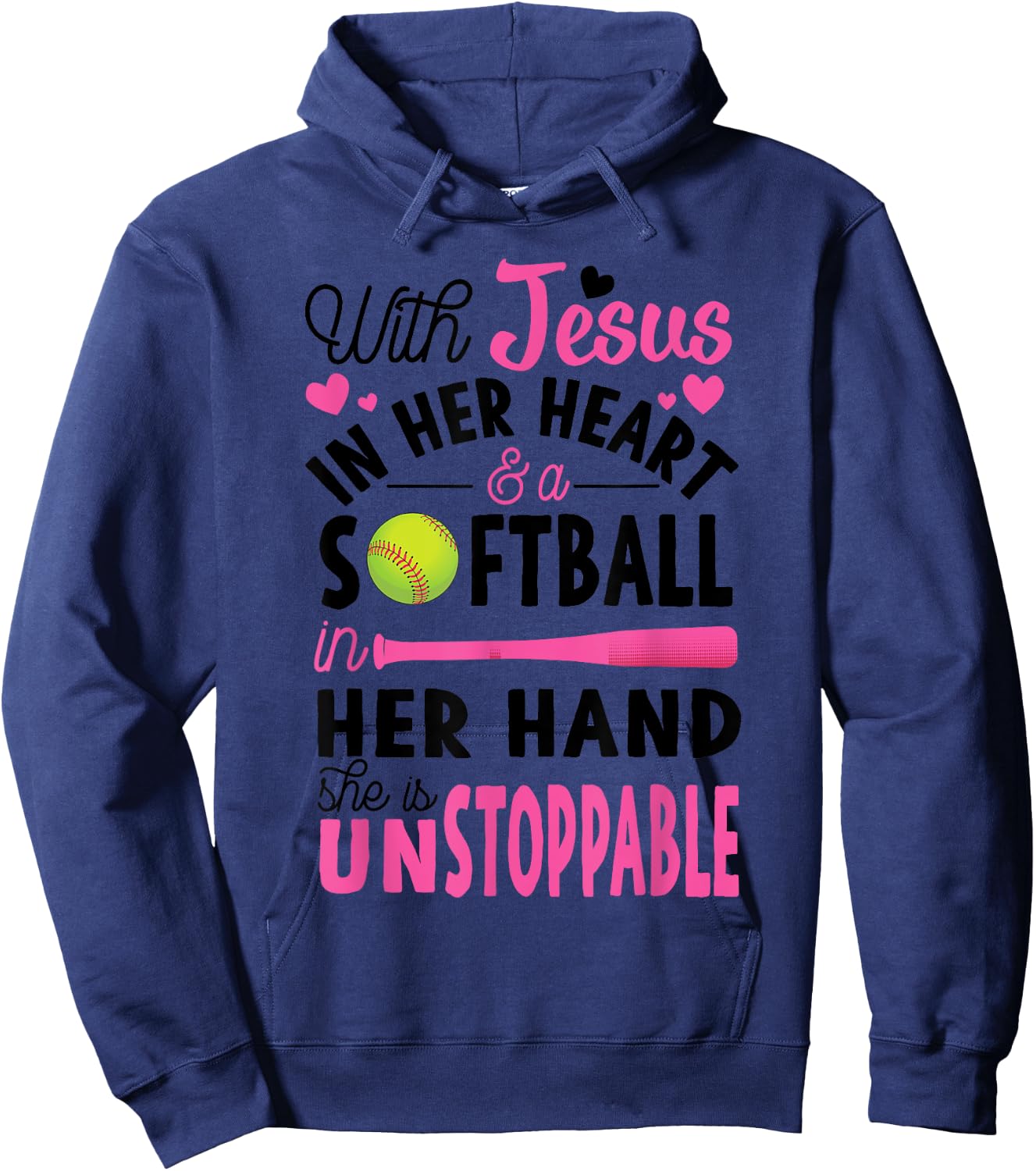 Jesus In Her Heart Softball Hand Funny Pitcher Gift Hoodie - Hoodie | Navy