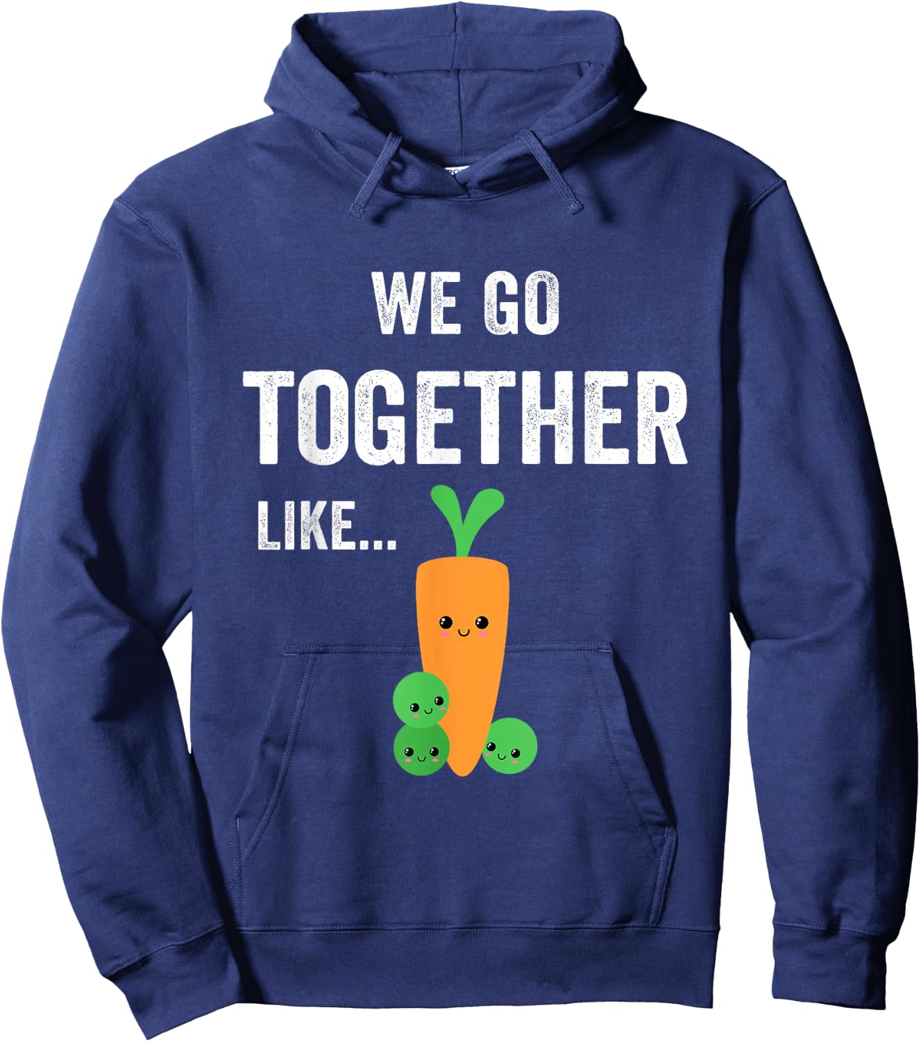 Carrot and Green Bean Peas for Teen BFFs Matching Couples Hoodie - Hoodie | Navy