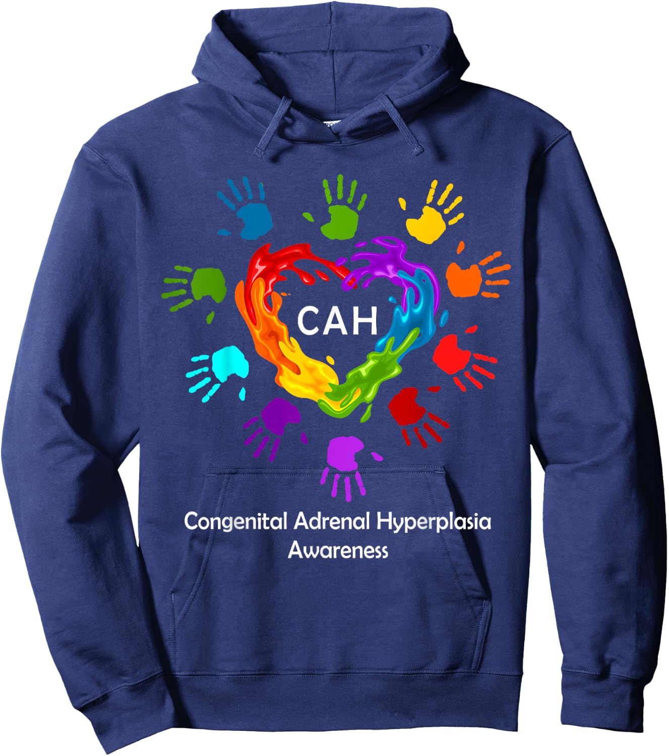 We Wear Rainbow Heart For Congenital Adrenal Hyperplasia CAH Hoodie - Hoodie | Navy