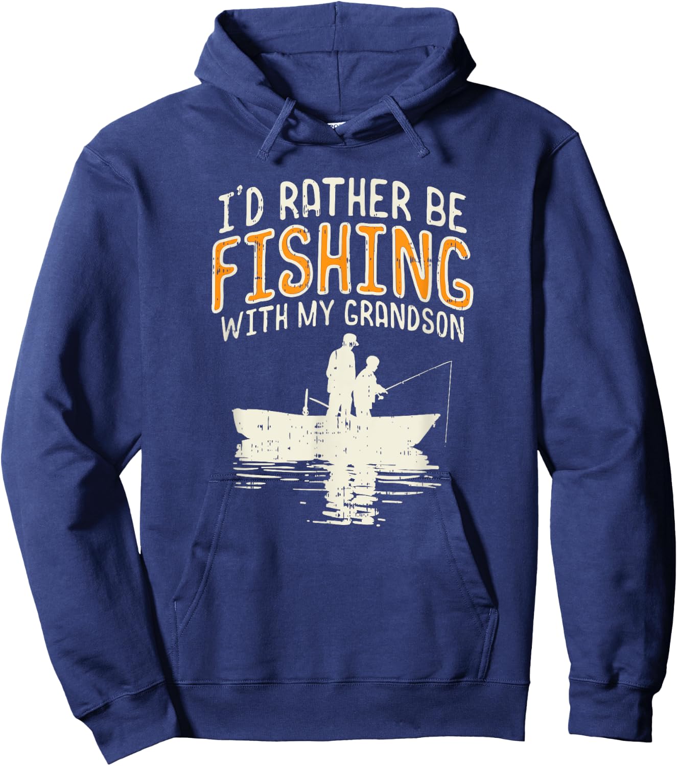 Funny Fishing Grandpa Rather Be Fishing With My Grandson Hoodie - Hoodie | Navy