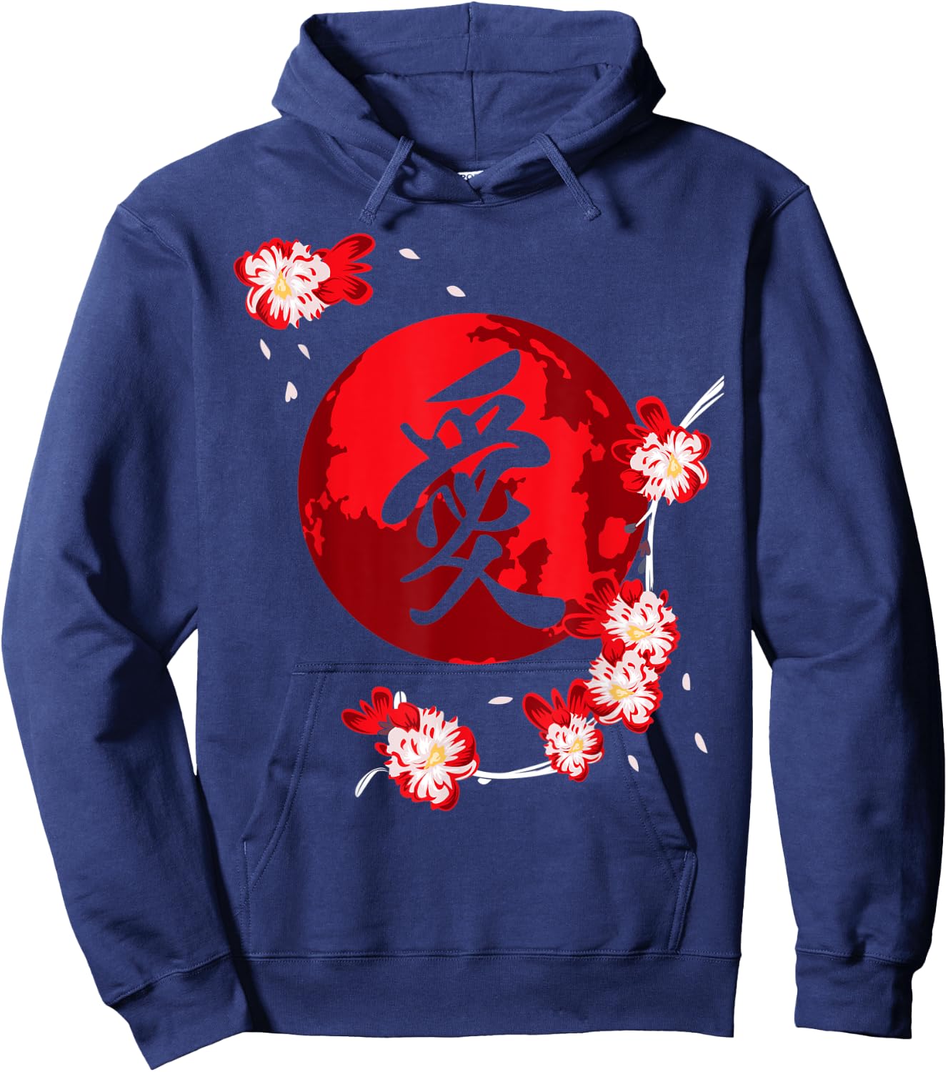 Cherry Blossom Flower Japanese Kanji Vintage Sakura Festival Hoodie - Hoodie | Navy