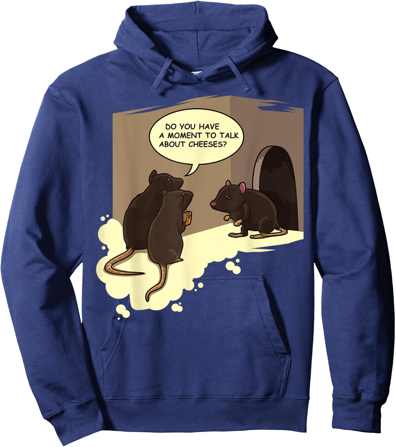 Funny Jesus Worship Cartoon Pun - Rats "Talk About Cheeses" Hoodie - Hoodie | Navy