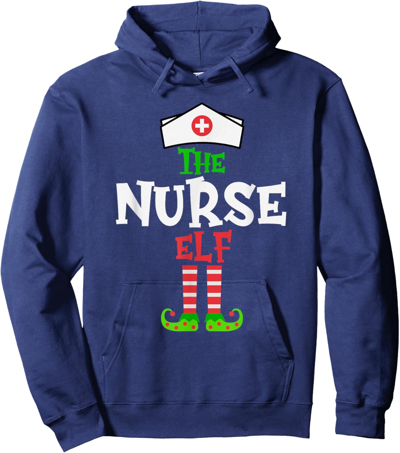 The Nurse Elf - Funny Matching Family Group Christmas Hoodie - Hoodie | Navy