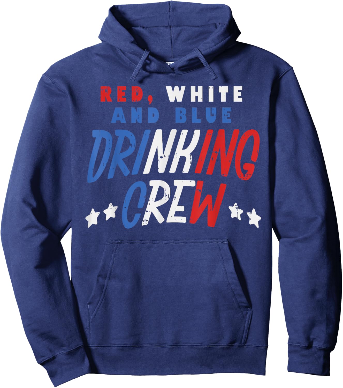 Red White and Blue Drinking Crew Funny USA 4th of July Party Hoodie - Hoodie | Navy