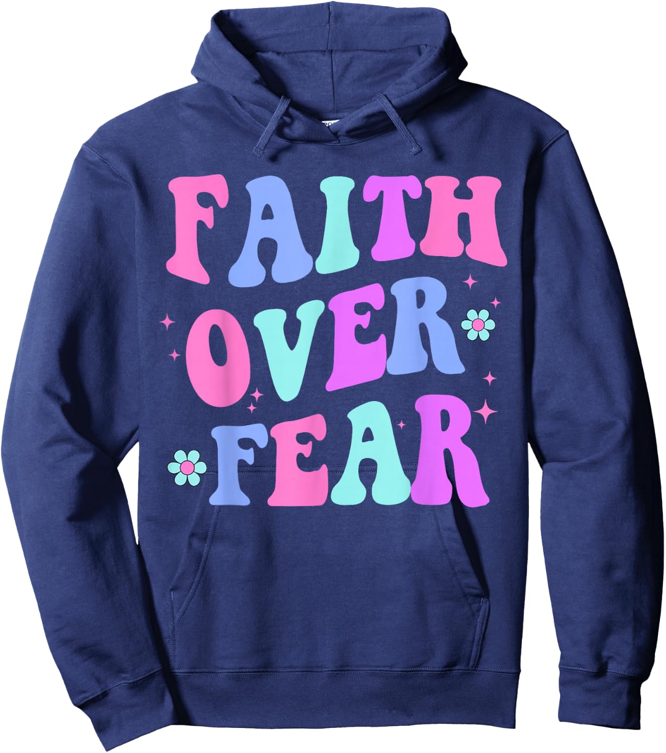 Women Faith Over Fear Teen Girl Cute Christian God is Good Hoodie - Hoodie | Navy