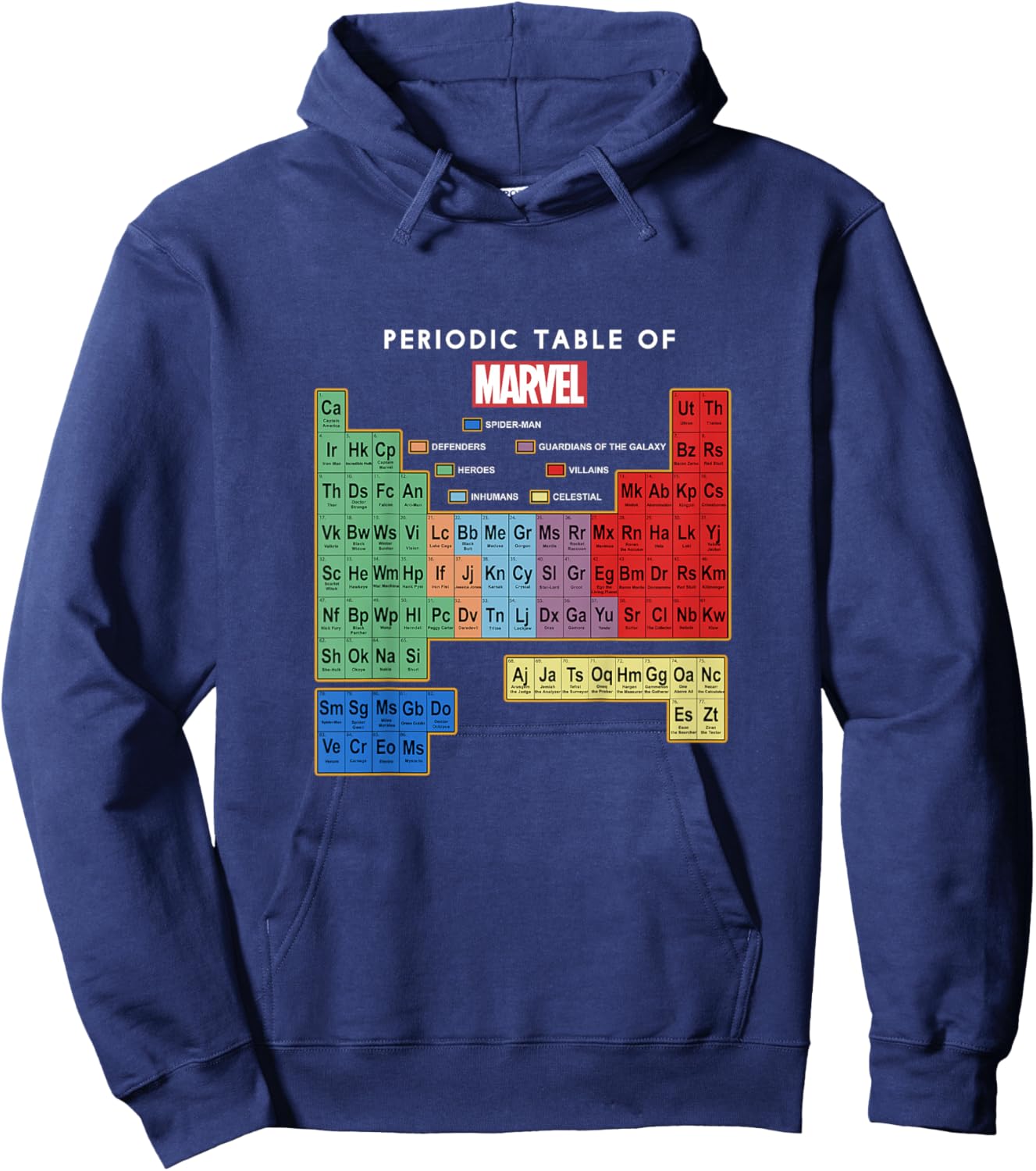 Marvel Comics Classic Periodic Table Of Marvel Characters Hoodie - Hoodie | Navy