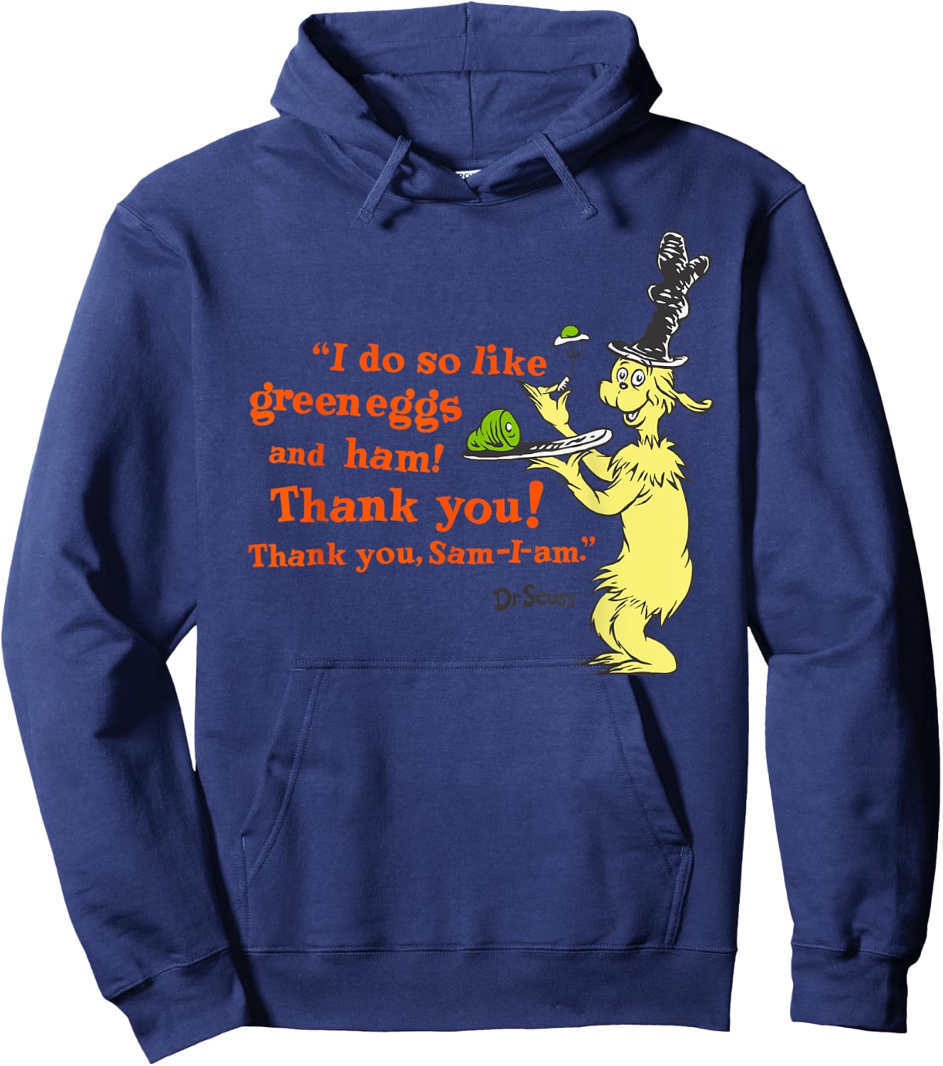 Dr. Seuss Green Eggs and Ham "I Do So Like" quote Hoodie - Hoodie | Navy