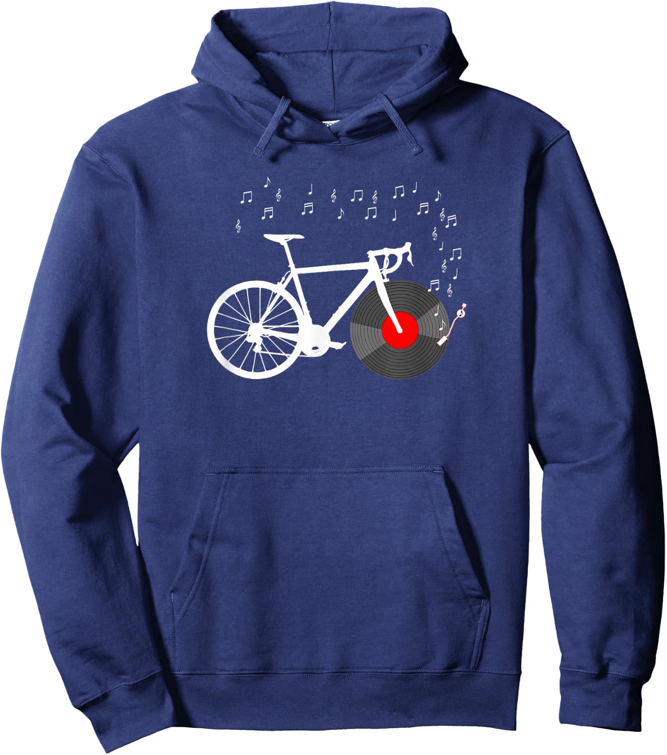 Bicycle Cycling Road Bike Vinyl Record Player Music Cyclist Hoodie - Hoodie | Navy