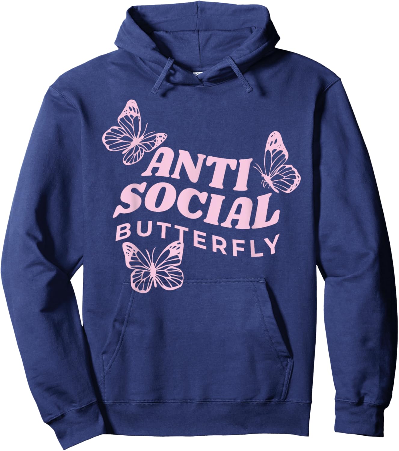 Antisocial Butterfly Anti Social Hater Anxiety Introvert Hoodie - Hoodie | Navy