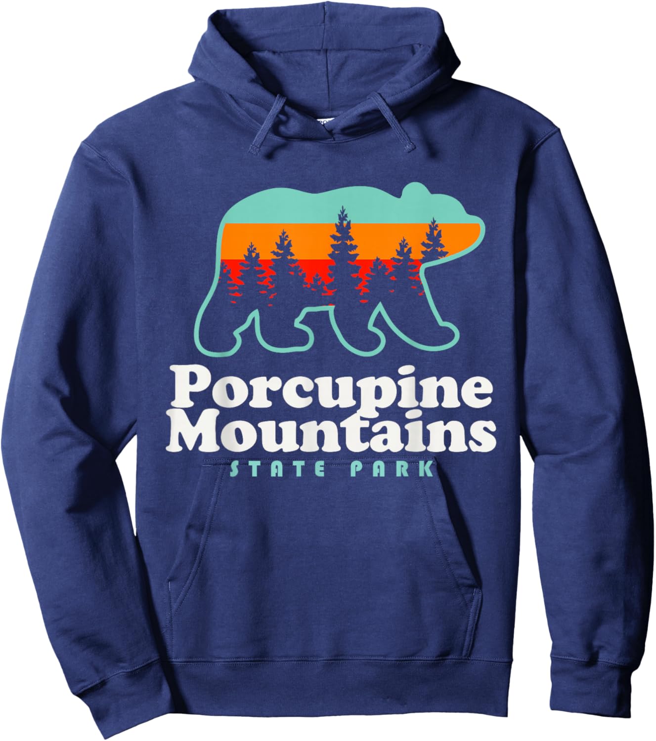 Porcupine Mountains Michigan Camping Hiking Bear Hoodie - Hoodie | Navy