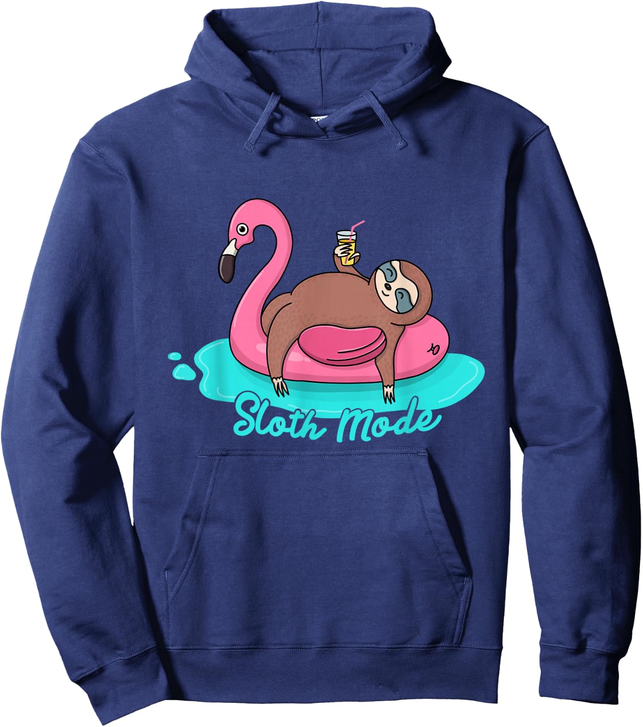 Sloth Mode inflatable Flamingo adult and youth gift Hoodie - Hoodie | Navy
