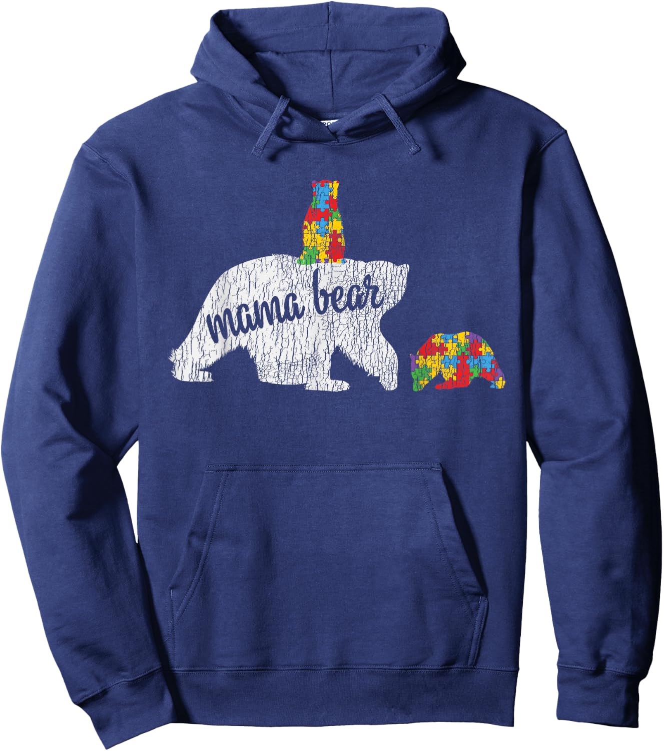 Autism Awareness Mama Bear Autistic Kids Awareness Mom Gift Hoodie - Hoodie | Navy