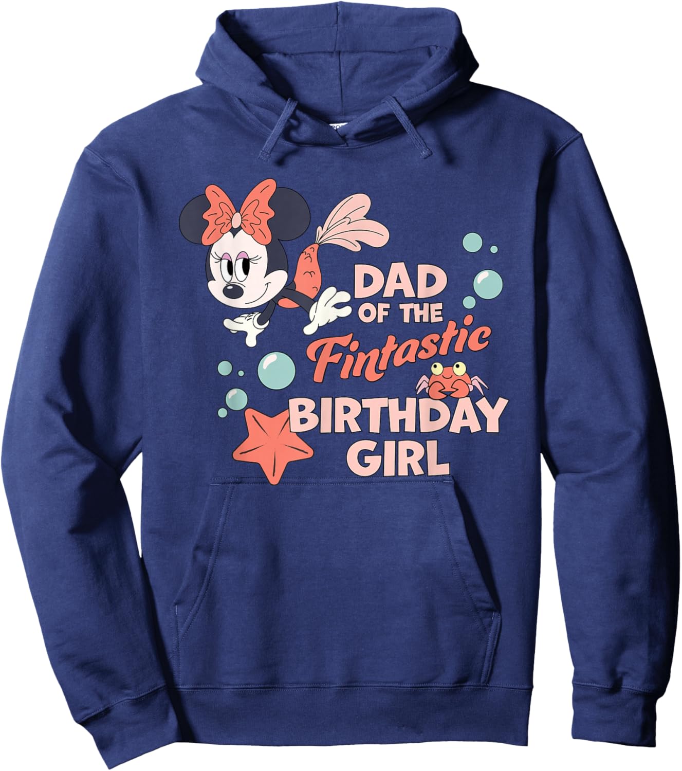 Disney Minnie Mouse Mermaid Dad of The Birthday Girl Hoodie - Hoodie | Navy