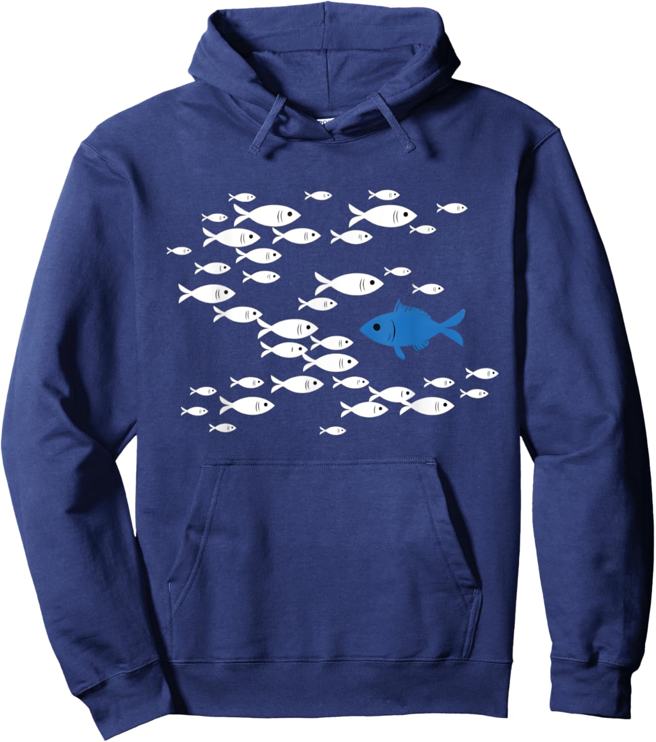 Fish Swim Against The Current In The Sea Hoodie - Hoodie | Navy