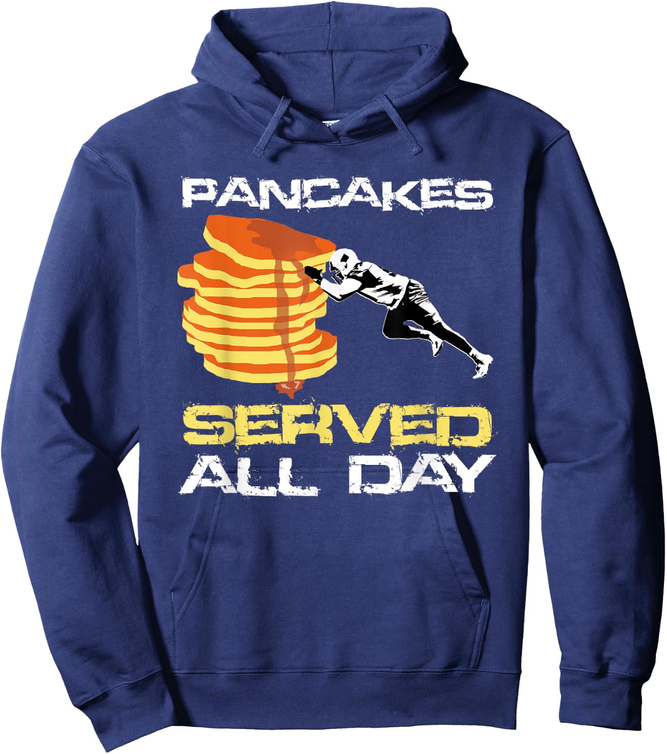 Pancakes Served All Day Fun Lineman Football Christmas Gifts Hoodie - Hoodie | Navy