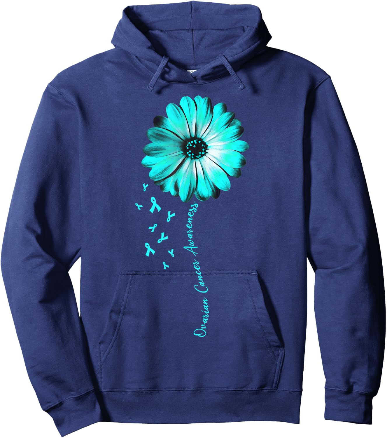 Daisy Flower Ovarian Cancer Awareness Gifts Hoodie - Hoodie | Navy