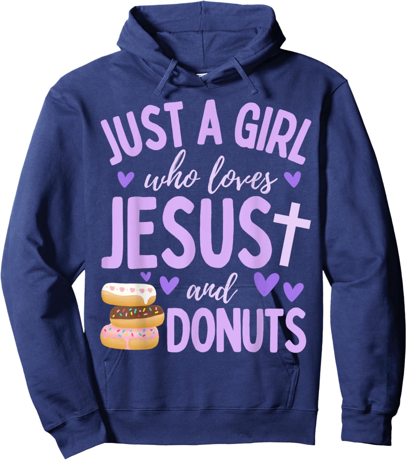 Just A Girl Who Loves Jesus and Donuts Christian Funny Hoodie - Hoodie | Navy