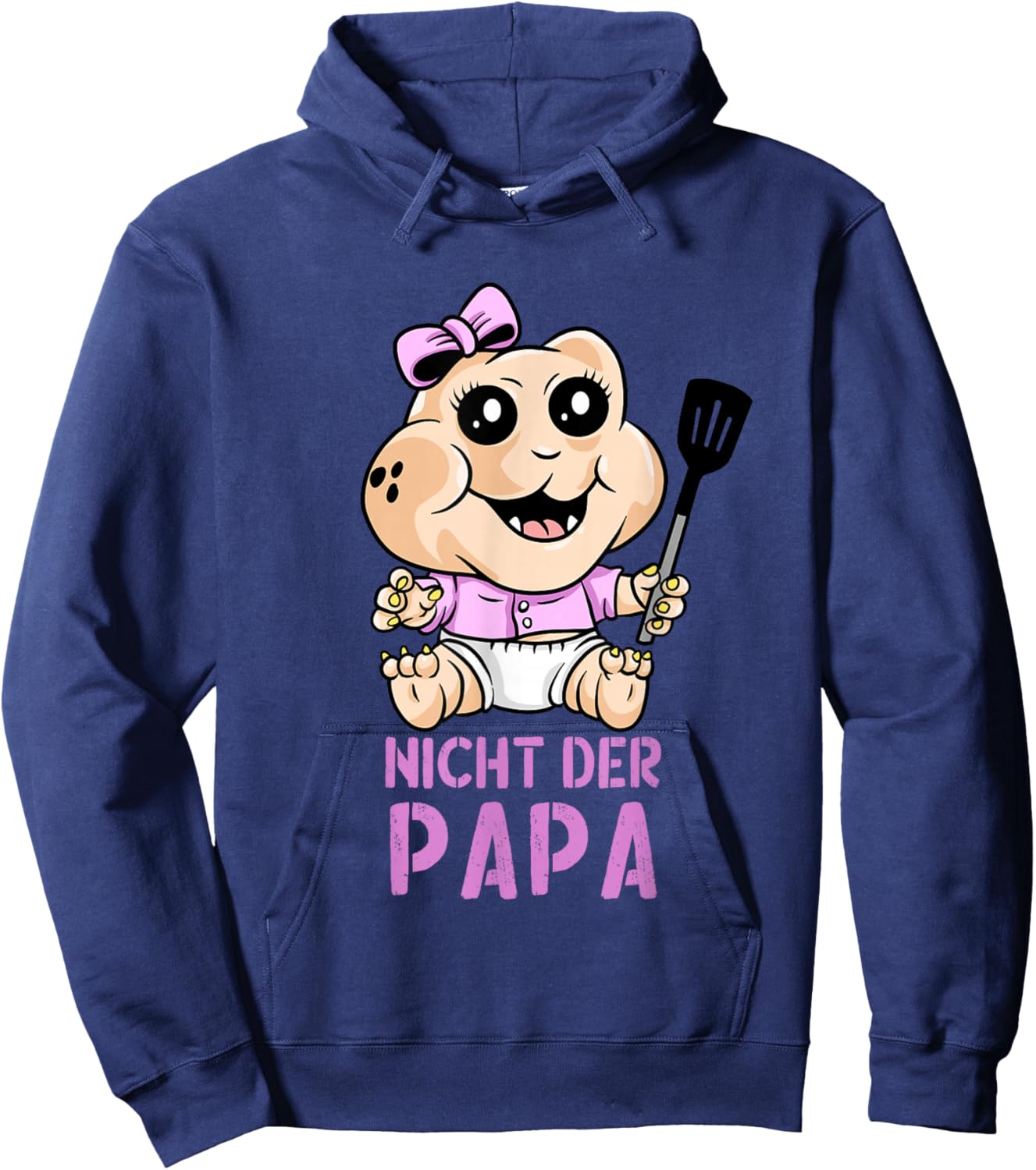 PeeKay Apparel - Fun: Lustiges Baby Dino TV-Wortspiel - Nicht der Papa (Schwarz, S, Kurzarm, Baby, Mama, Cartoon, Vatertag, Weihnachten, Geburtstag) Hoodie - Hoodie | Navy