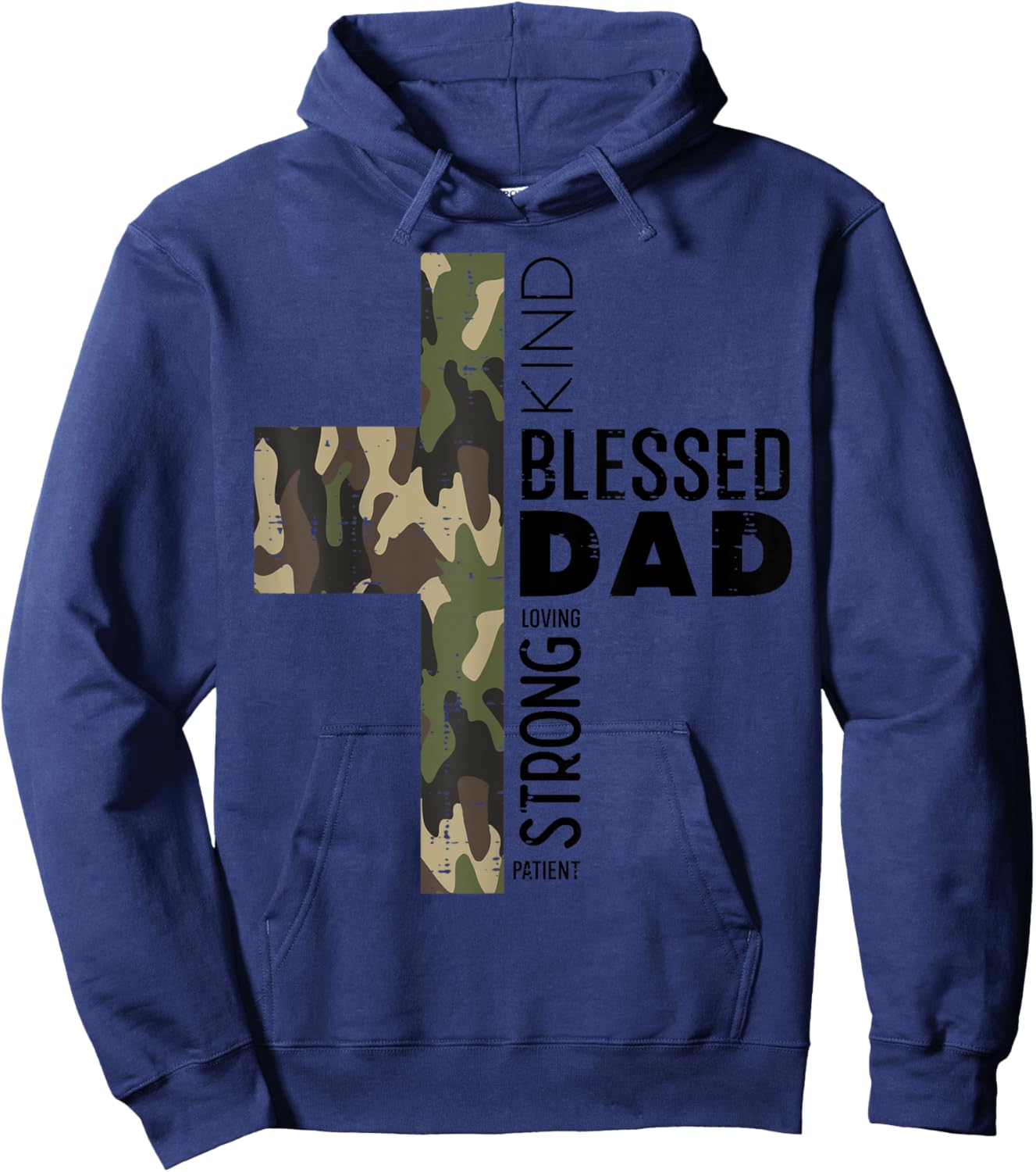 Fathers Day Blessed Dad Camo Cross Christian Papa Daddy Men Hoodie - Hoodie | Navy