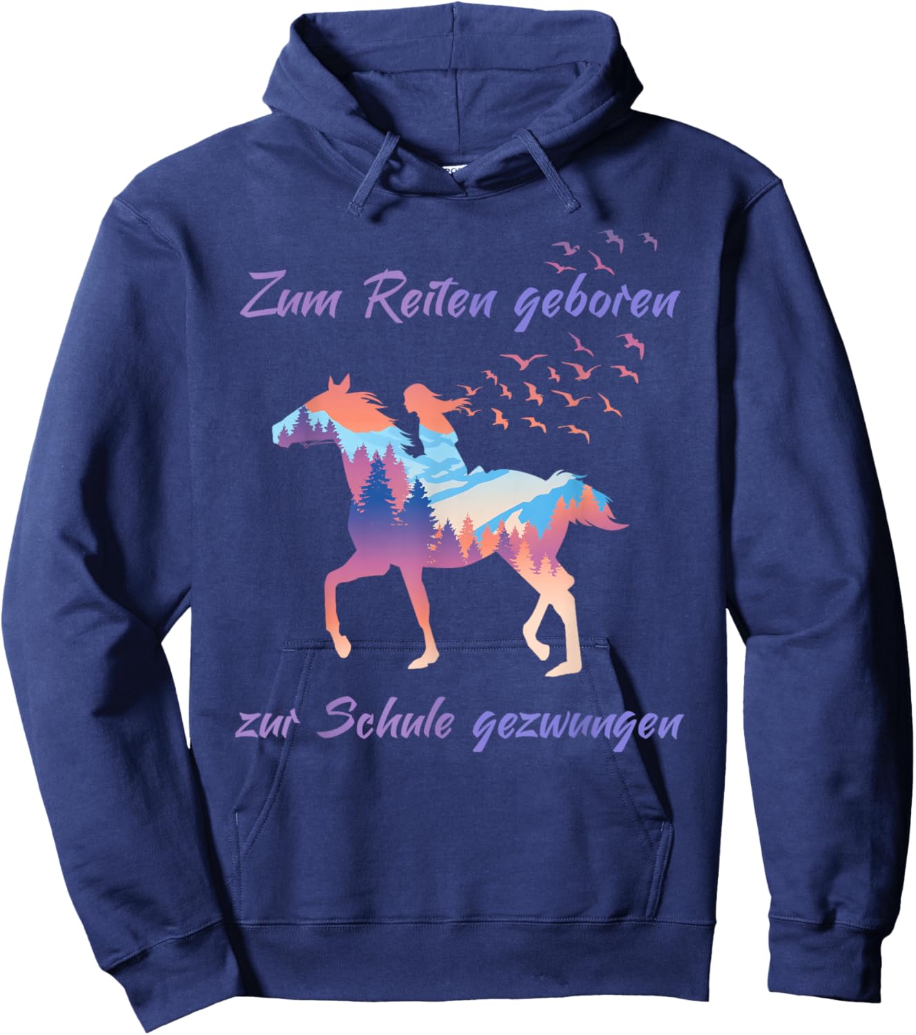 Zum Reiten Geboren zur Schule gezwungen - Reiten Pferde Hoodie - Hoodie | Navy