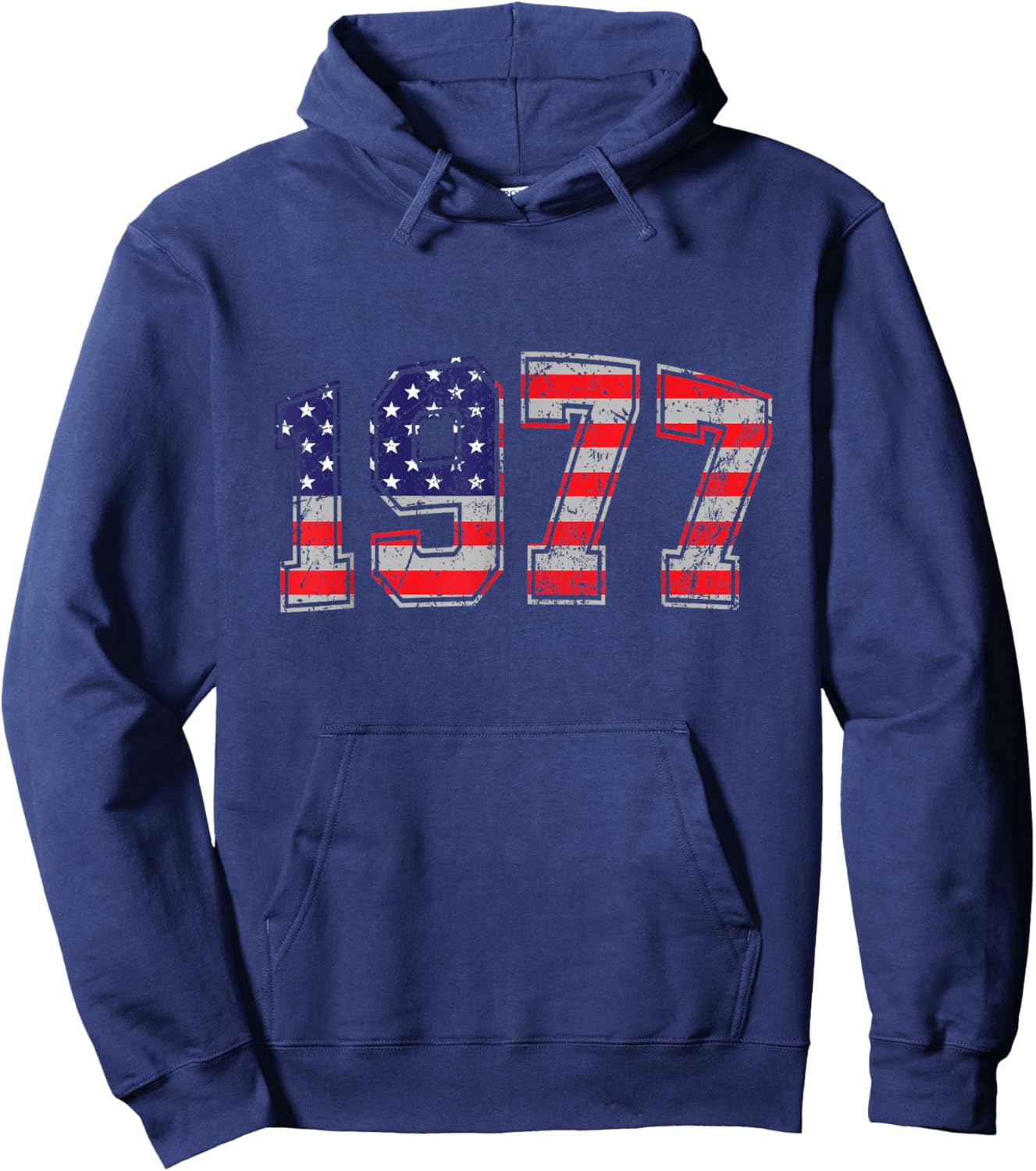 Vintage 1977 47 Years Old American Flag 4th Of July Retro Hoodie - Hoodie | Navy