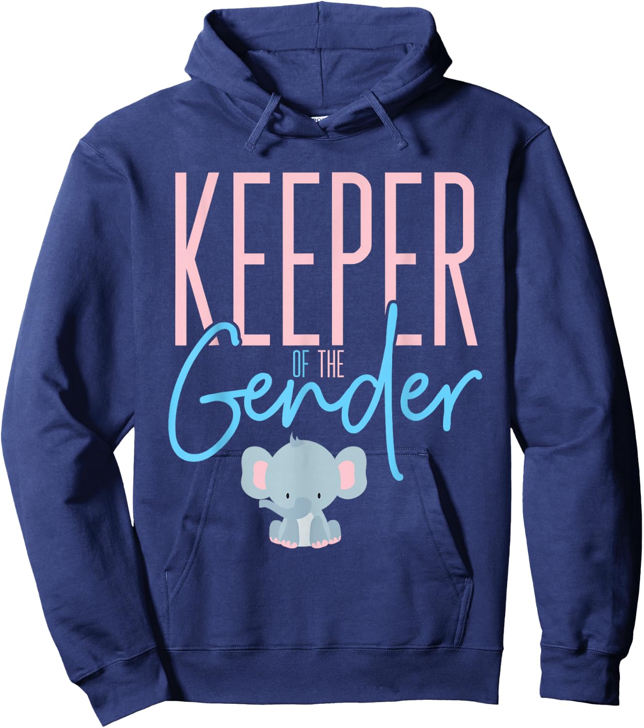 Keeper of the Gender Cute Baby Reveal Design with Elephant Hoodie - Hoodie | Navy