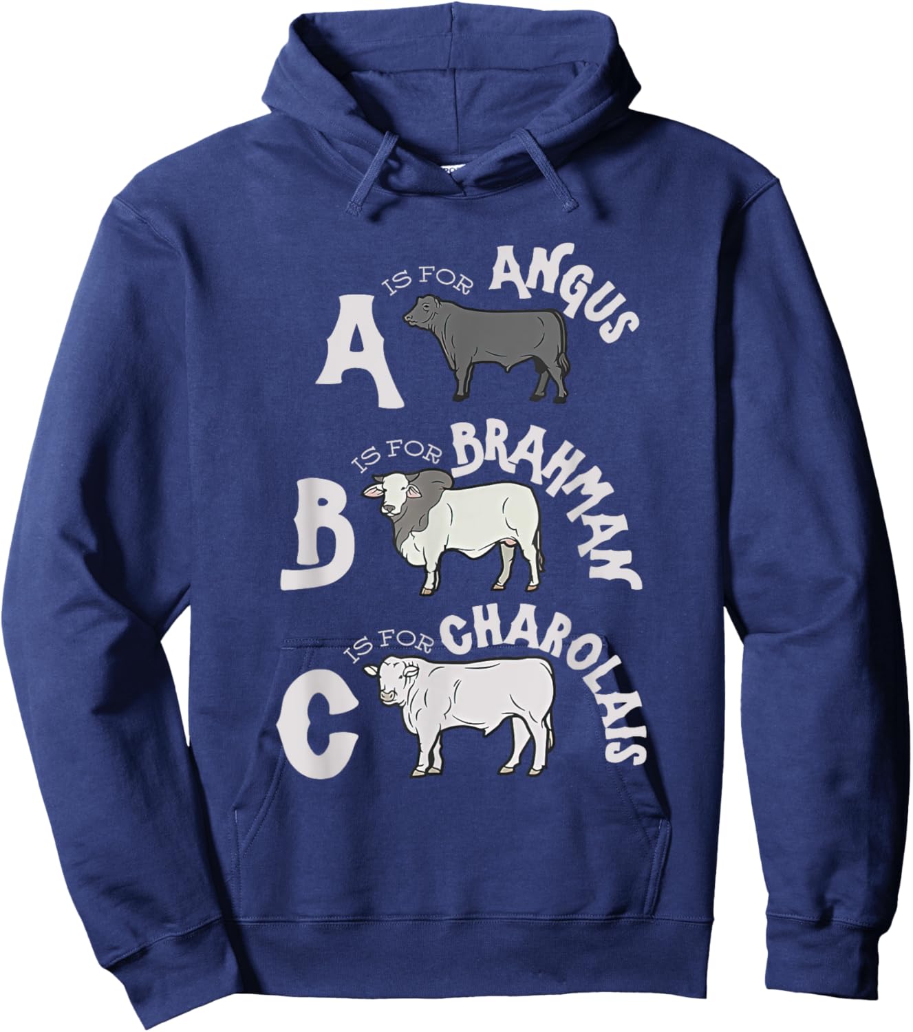 Cow Alphabet Kids Retro ABC Angus Brahman Charolais Toddlers Hoodie - Hoodie | Navy