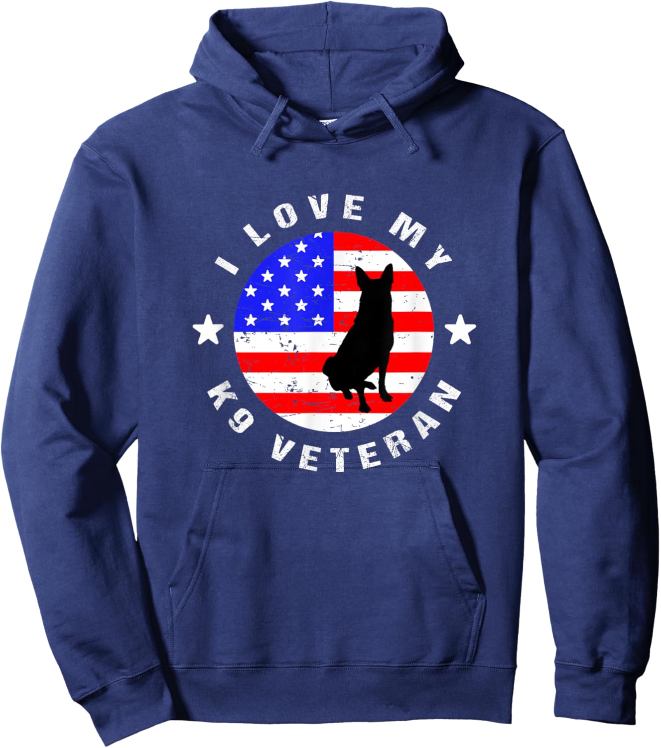 I Love My K9 Veteran - US Military Police Dog Hoodie - Hoodie | Navy