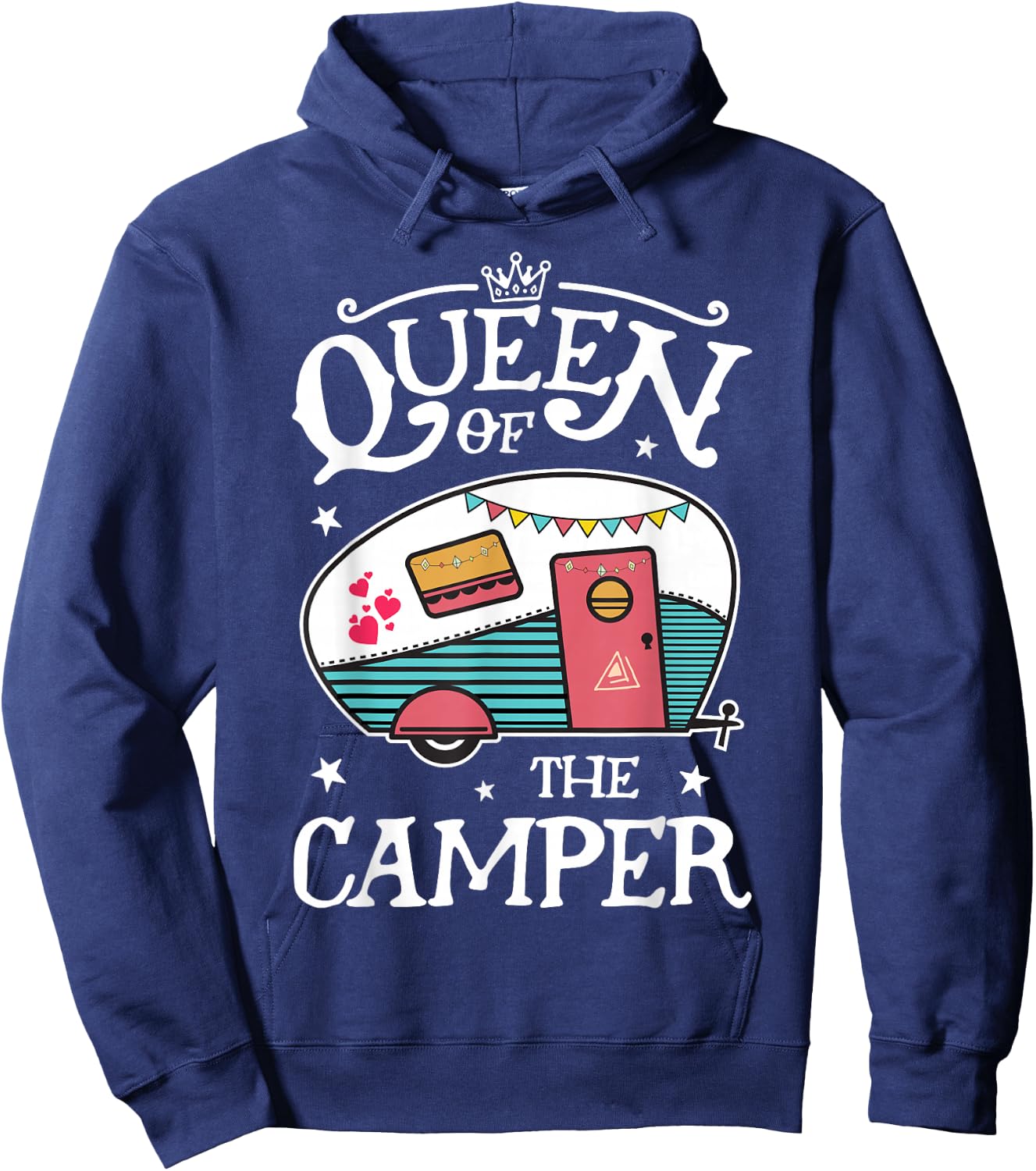 Queen of The Camper Funny Camping Outdoor Women Girls Zip Hoodie - Hoodie | Navy
