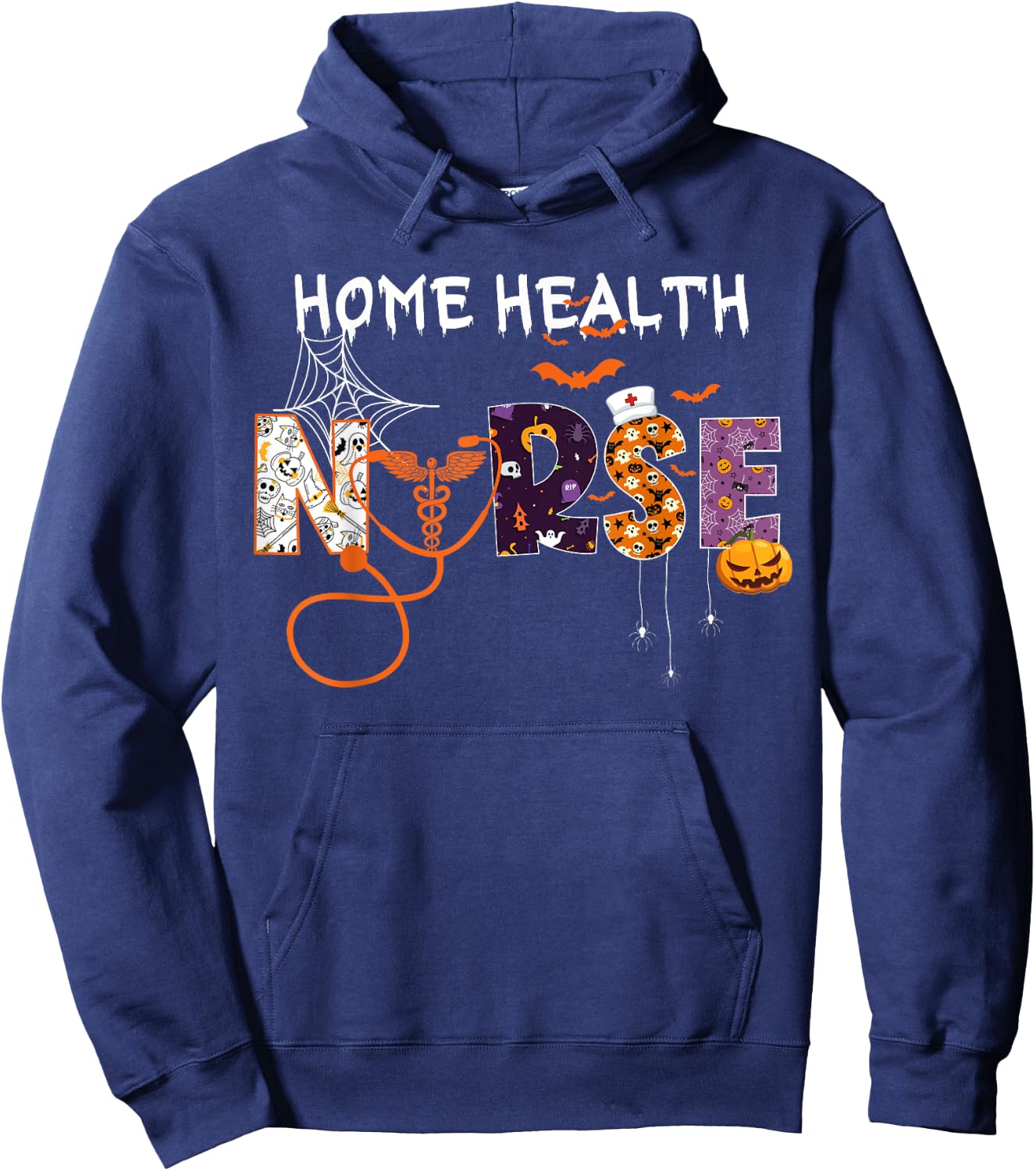 Home Health Nurse Home Care Nursing halloween Nurse spooky Hoodie - Hoodie | Navy