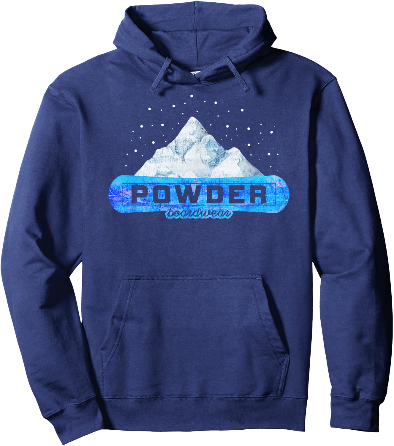Vintage Powder Boardwear Snowboarding Gift Blue Logo Hoodie - Hoodie | Navy