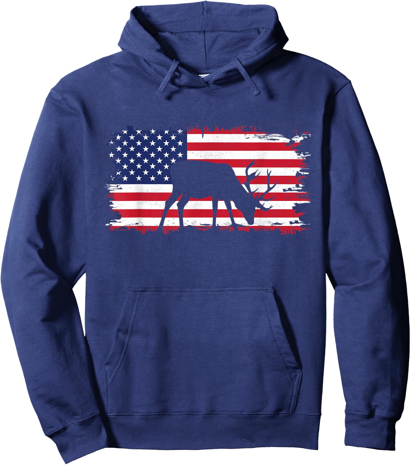 American Flag Outdoor Clothing - Antlers Deer Hoodie - Hoodie | Navy