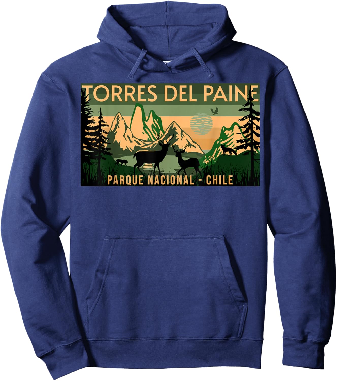 Parque Nacional Torres del Paine Chile , Small, Black Hoodie - Hoodie | Navy
