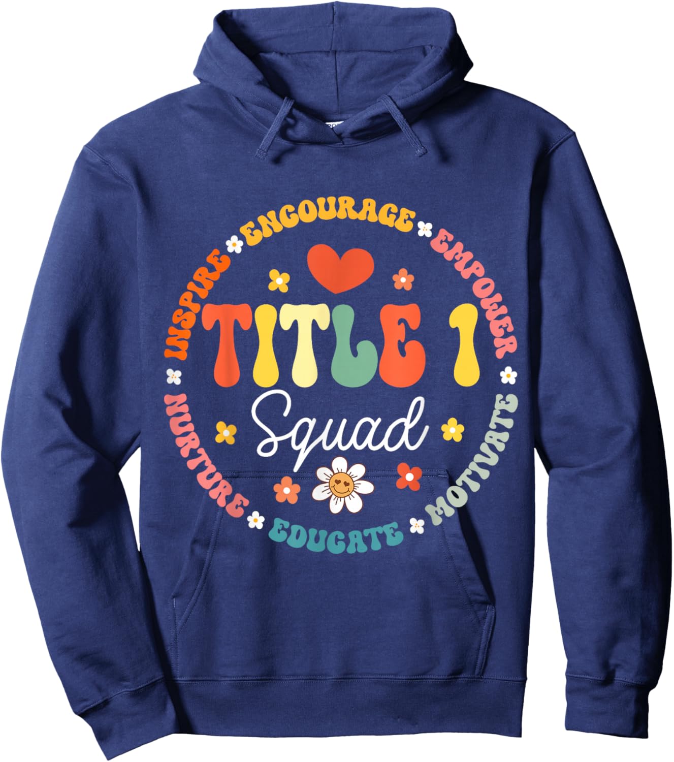 Groovy Title 1 squad cute title 1 Reading teacher Hoodie - Hoodie | Navy