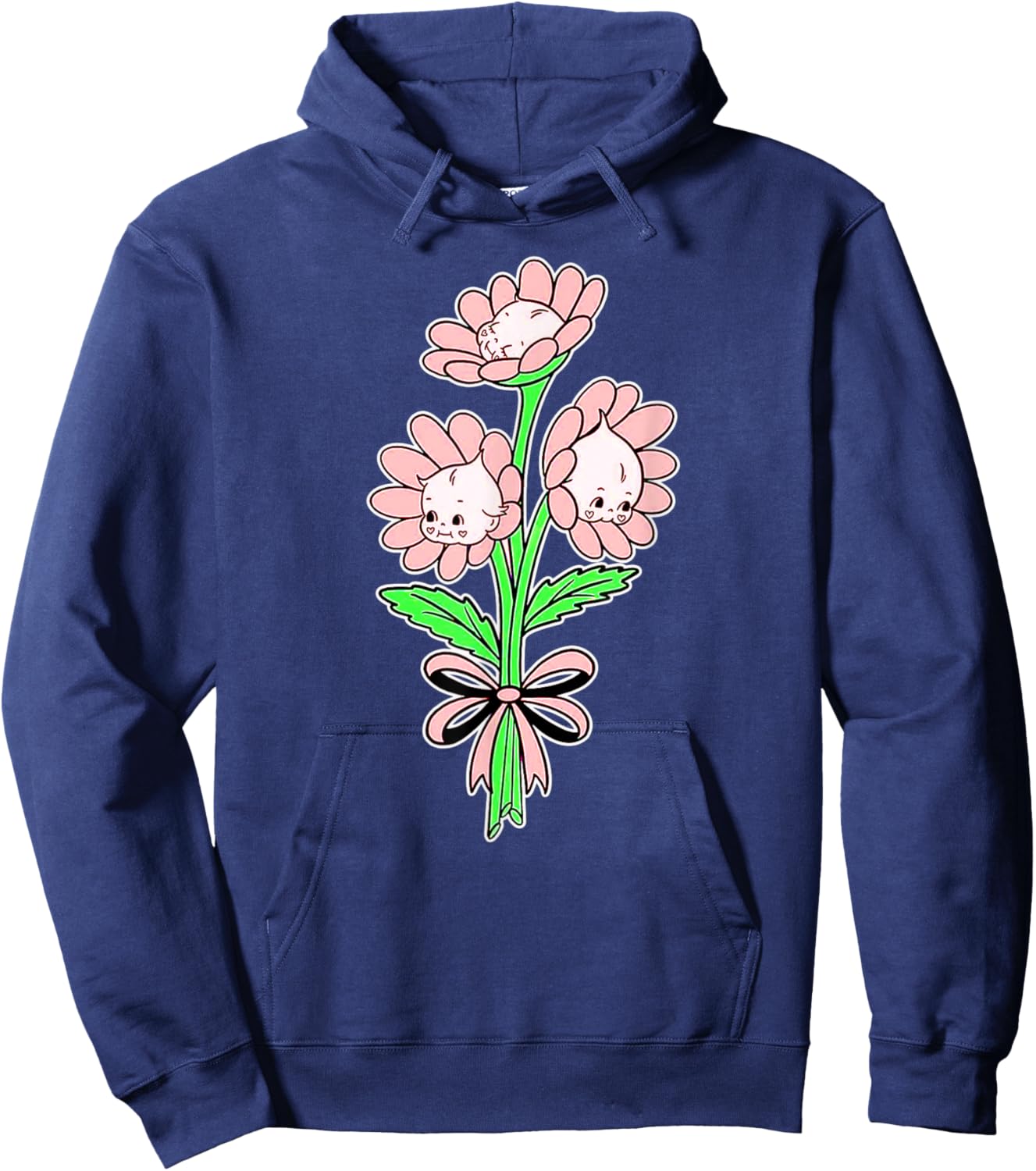 Kewpie Baby Flower Bouquet Spring Flowers Hoodie - Hoodie | Navy