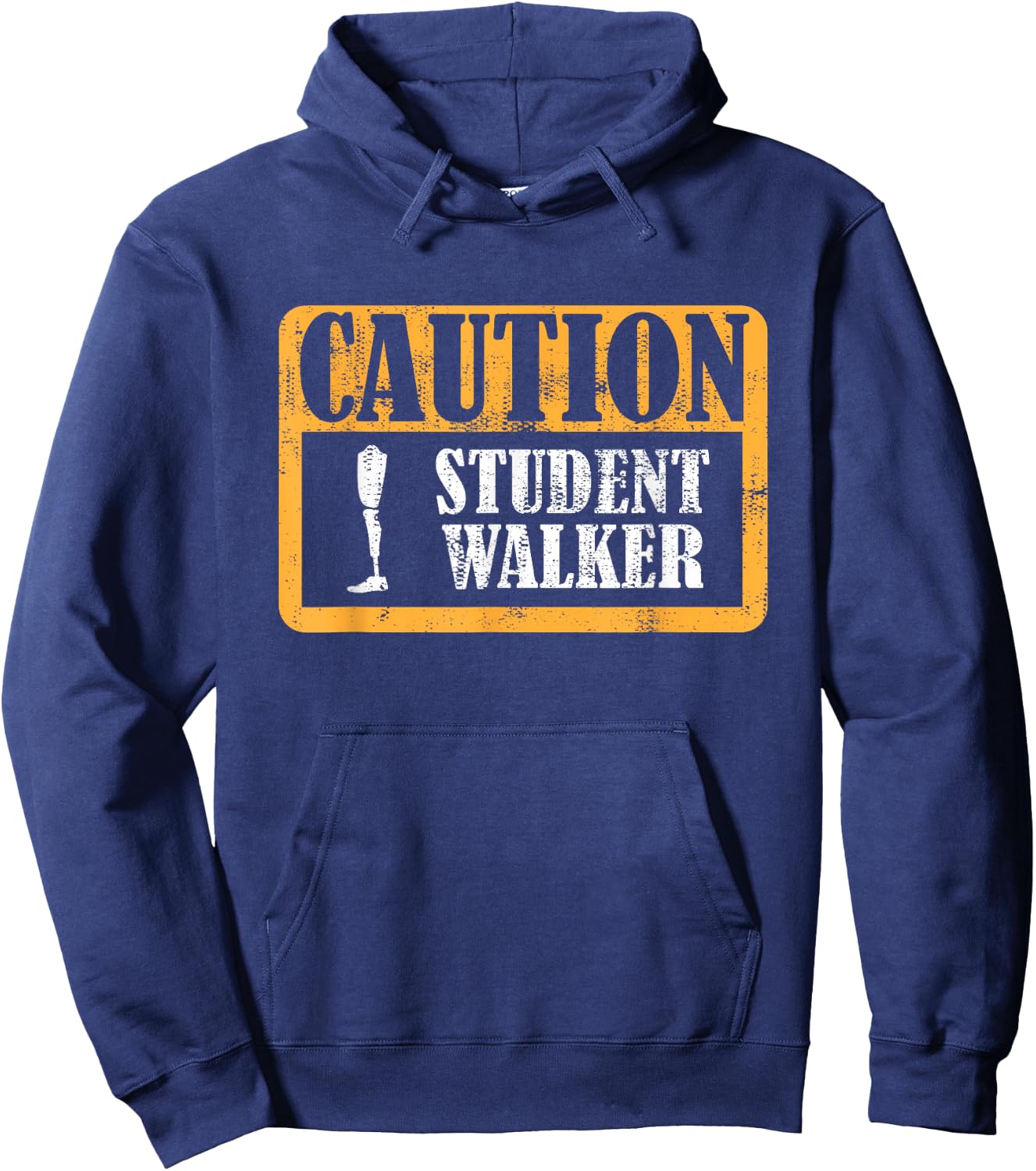 Caution Student Walker Prosthetic Legs Hoodie - Hoodie | Navy