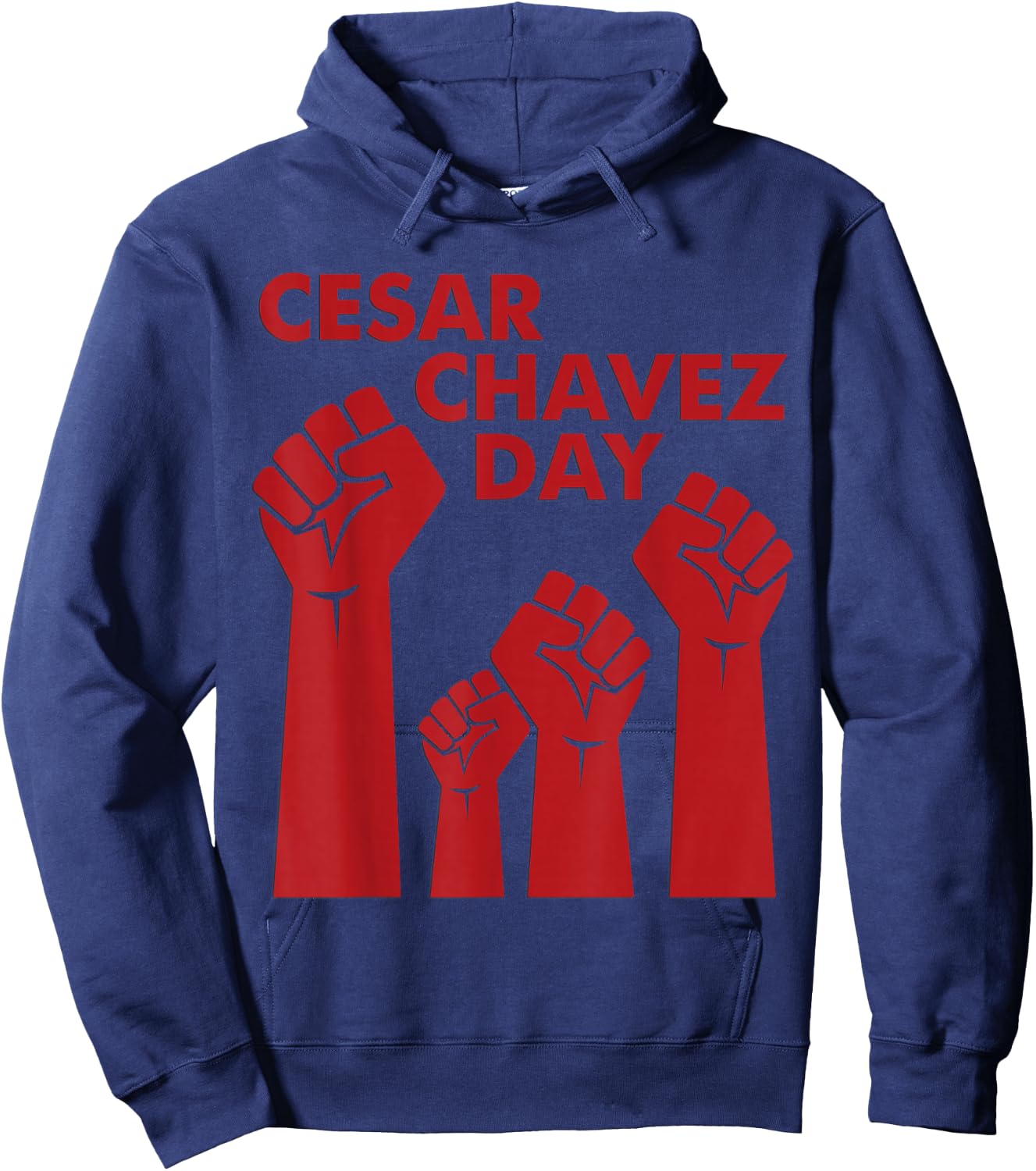 Cesar Chavez Day Women, Raised Fists Red Hoodie - Hoodie | Navy