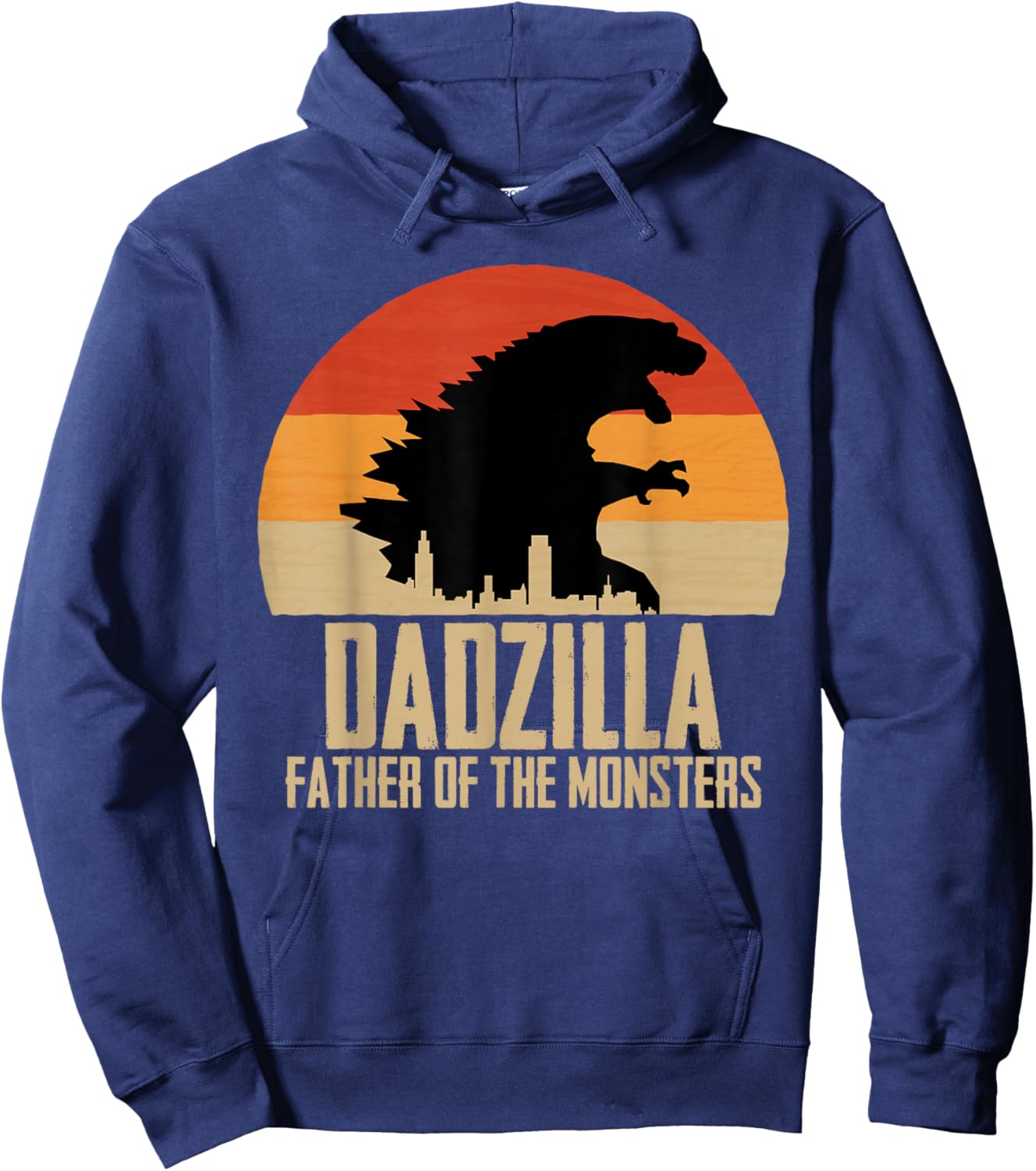 Dinosaur Dad Monsters Father's Day Dadzilla Dino Sunset Hoodie - Hoodie | Navy