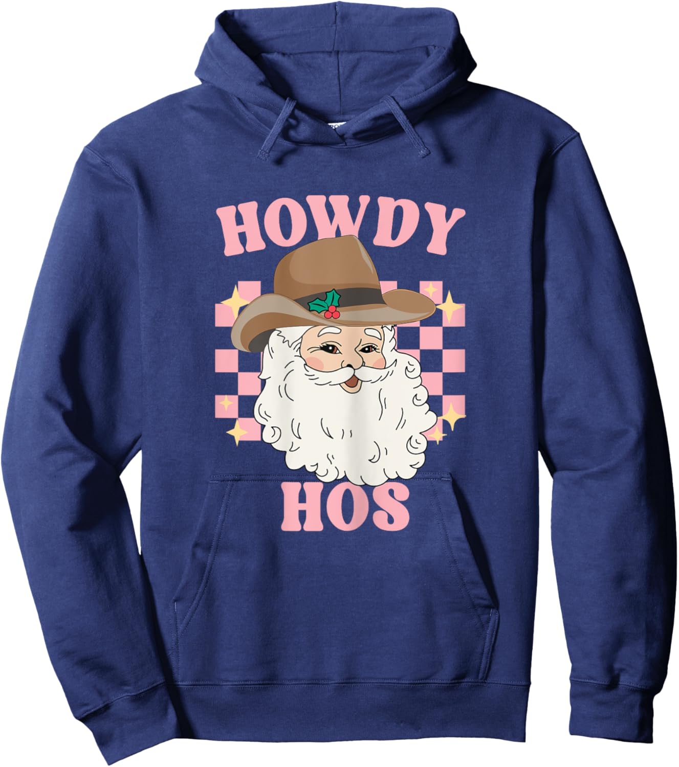 Country Cowboy Christmas Howdy Hos Groovy Western Santa Hoodie - Hoodie | Navy