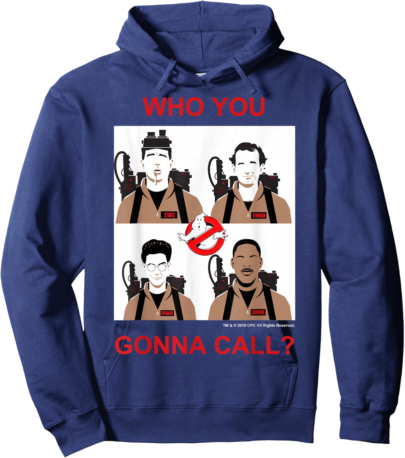 Ghostbusters Who You Gonna Call Group Shot Panels Hoodie - Hoodie | Navy
