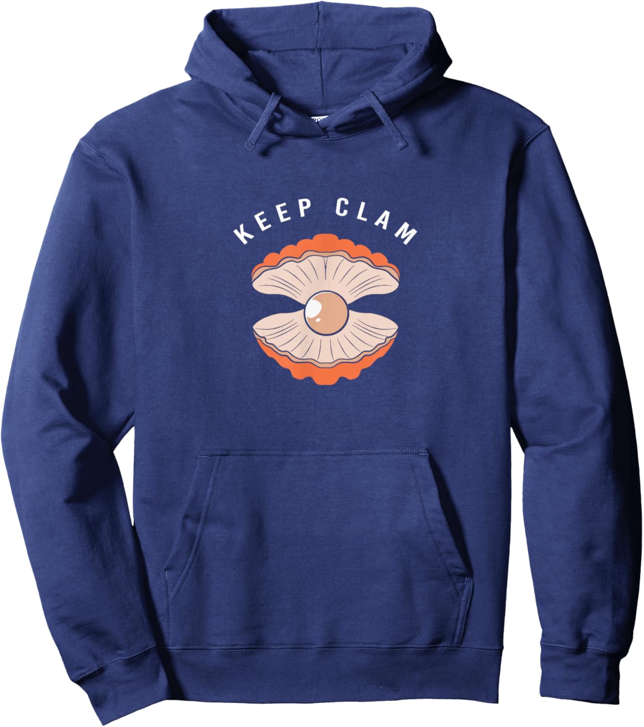 Cute Clam Pearl Shell Lover Keep Clam Hoodie - Hoodie | Navy
