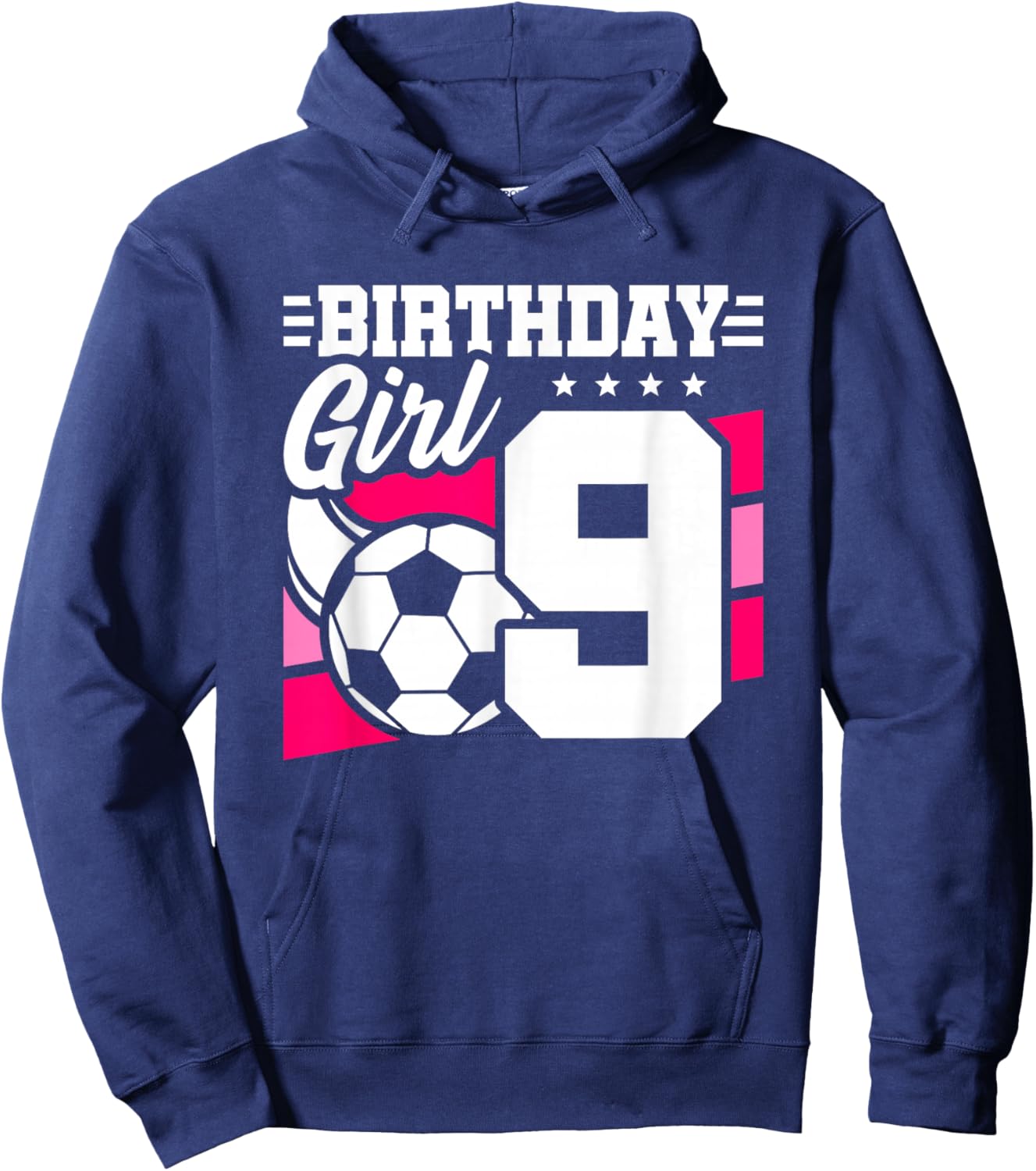 Soccer Birthday Party - 9 Year Old Girl - 9th Birthday Hoodie - Hoodie | Navy
